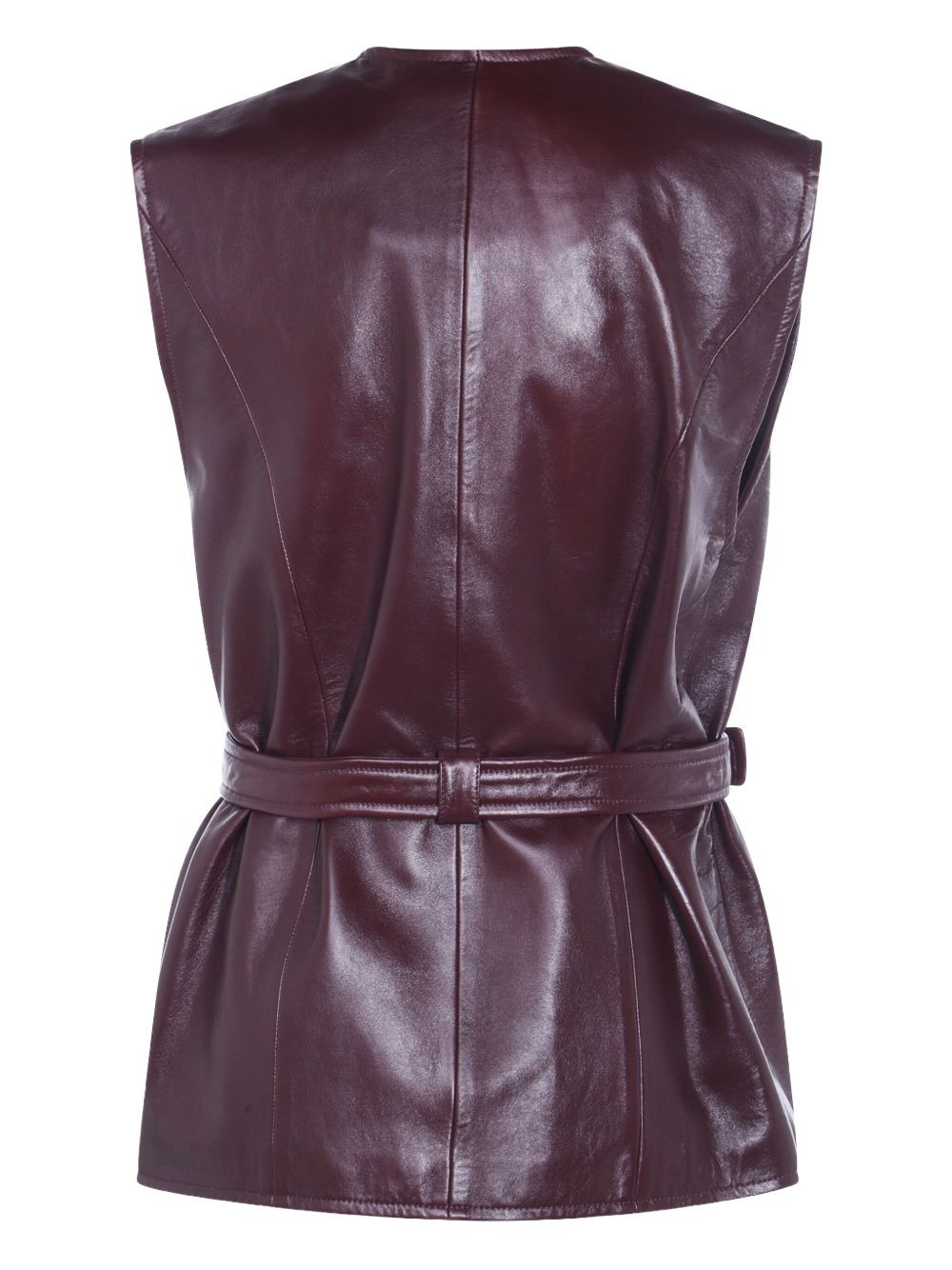 belted leather pocket vest - 2