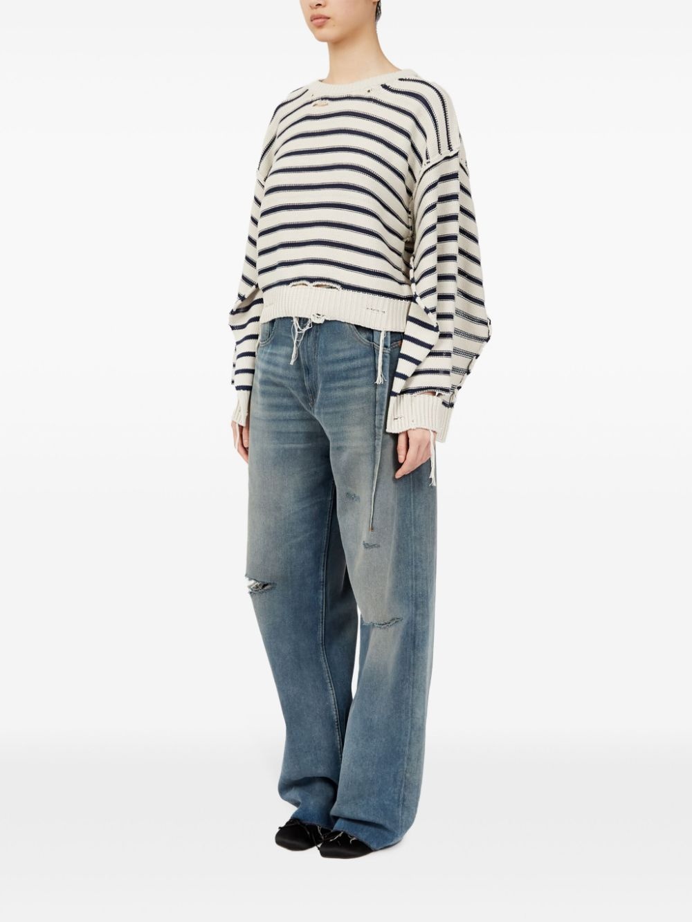 crew-neck striped cotton jumper - 6