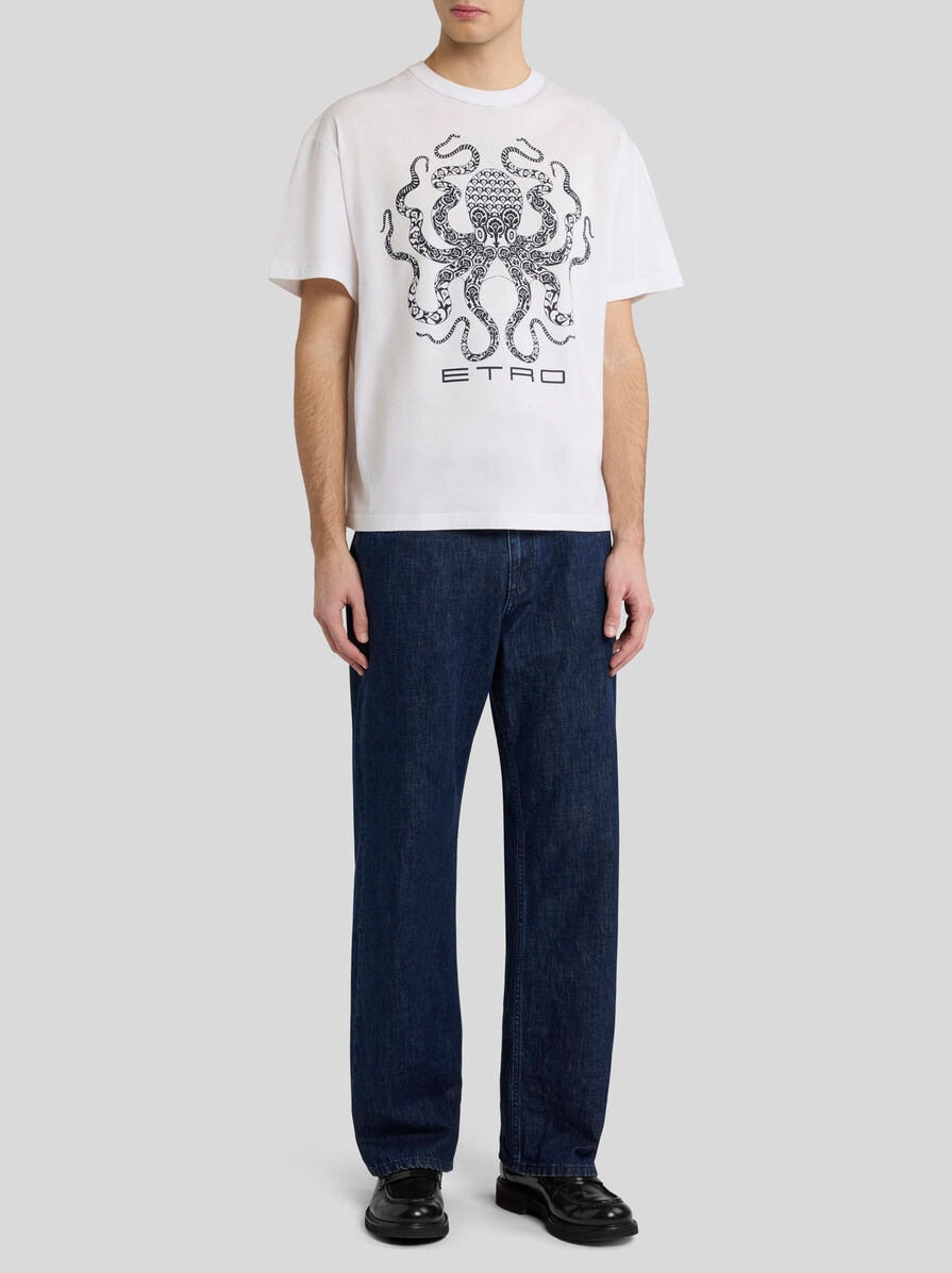 JEANS WITH OCTOPUS EMBROIDERY AND LOGO - 4