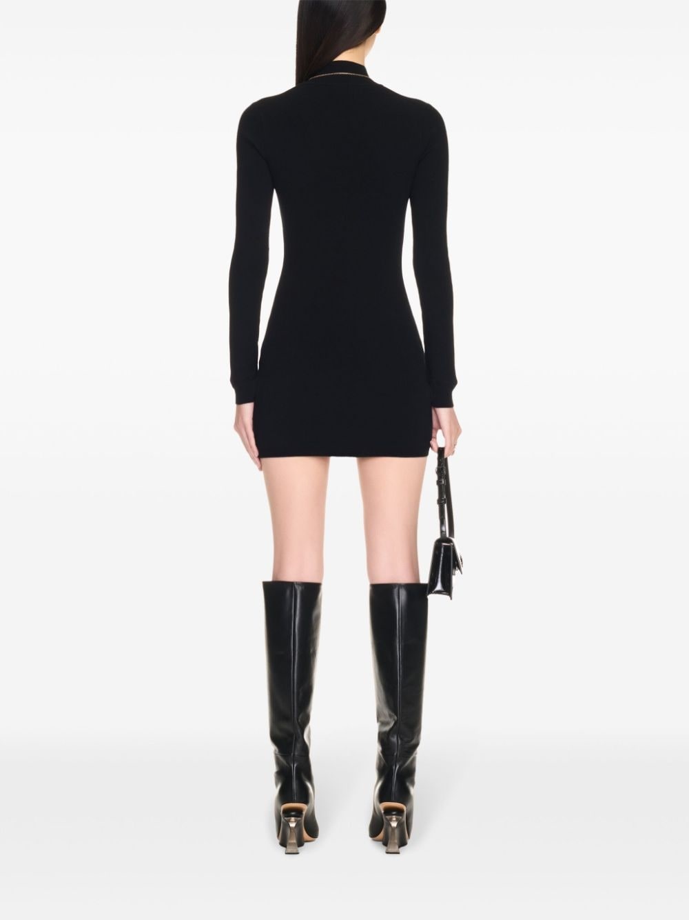 intarsia-knit logo dress - 4