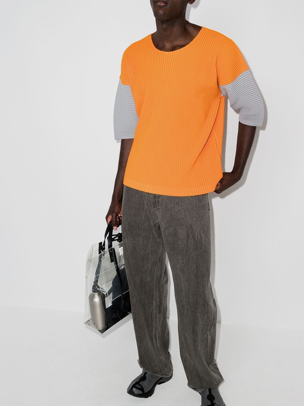 colour-block plissé T-shirt - 5