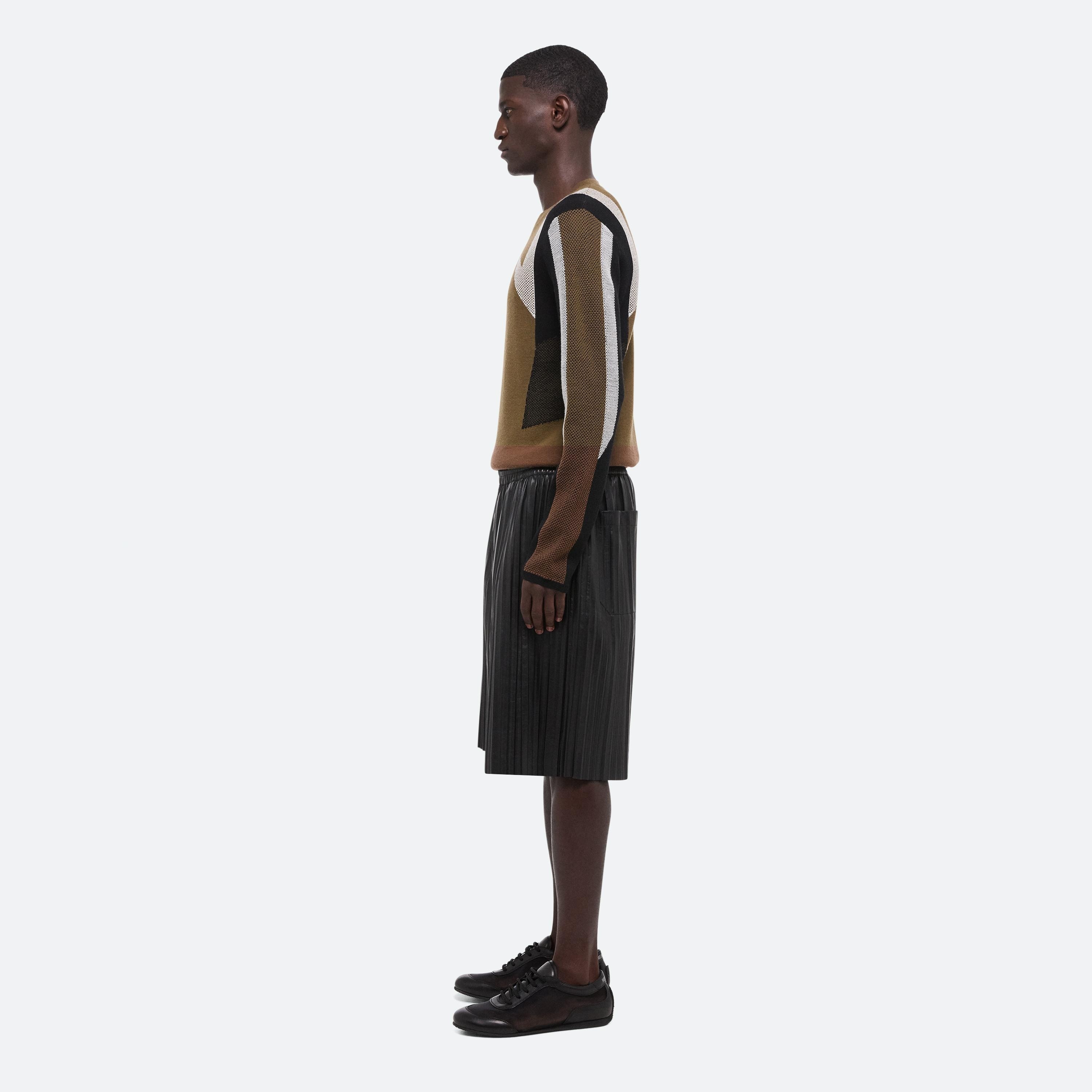 PLEATED LEATHER SHORTS - 4