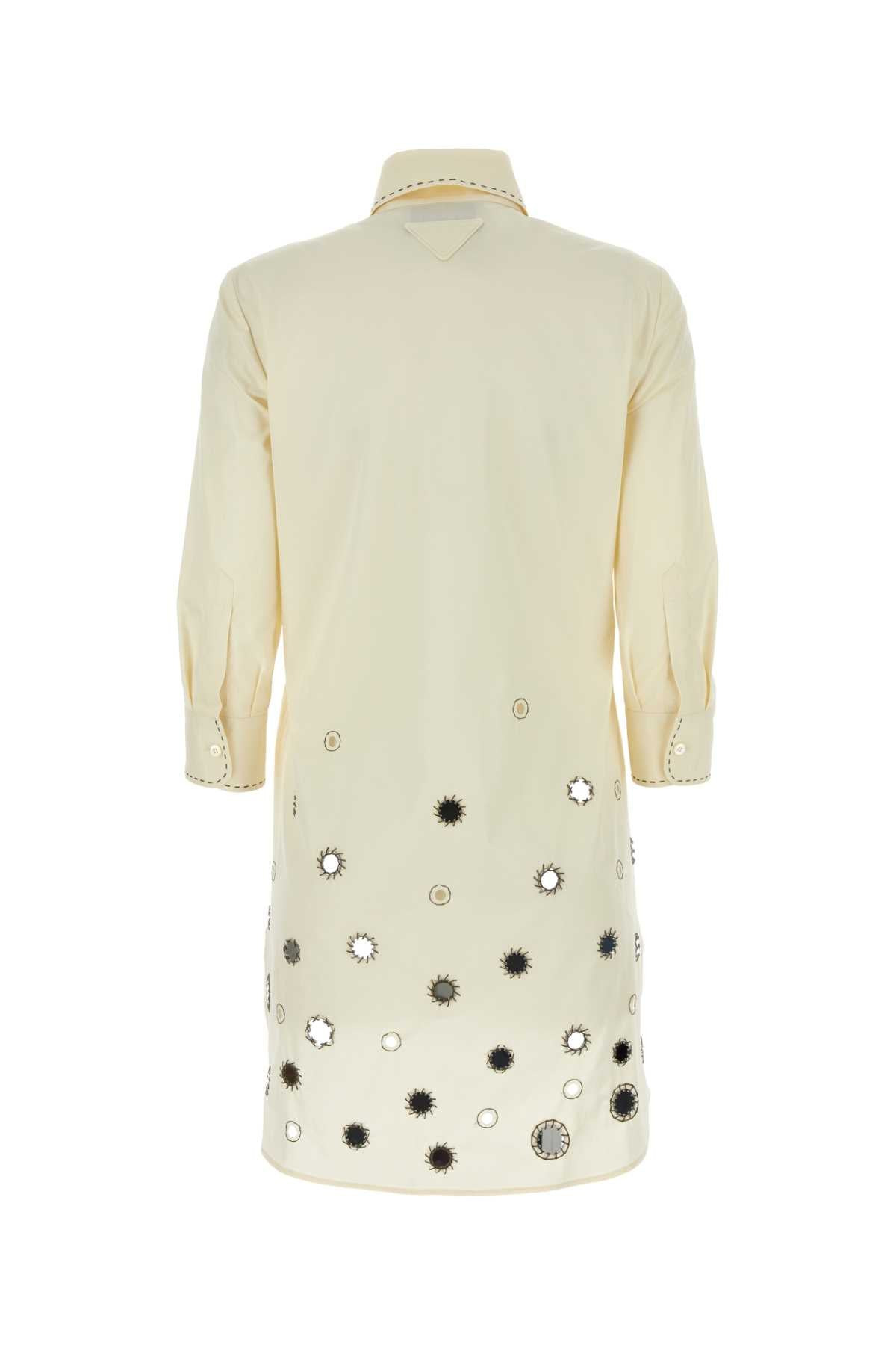 Prada Women Sand Cotton Shirt Dress - 2