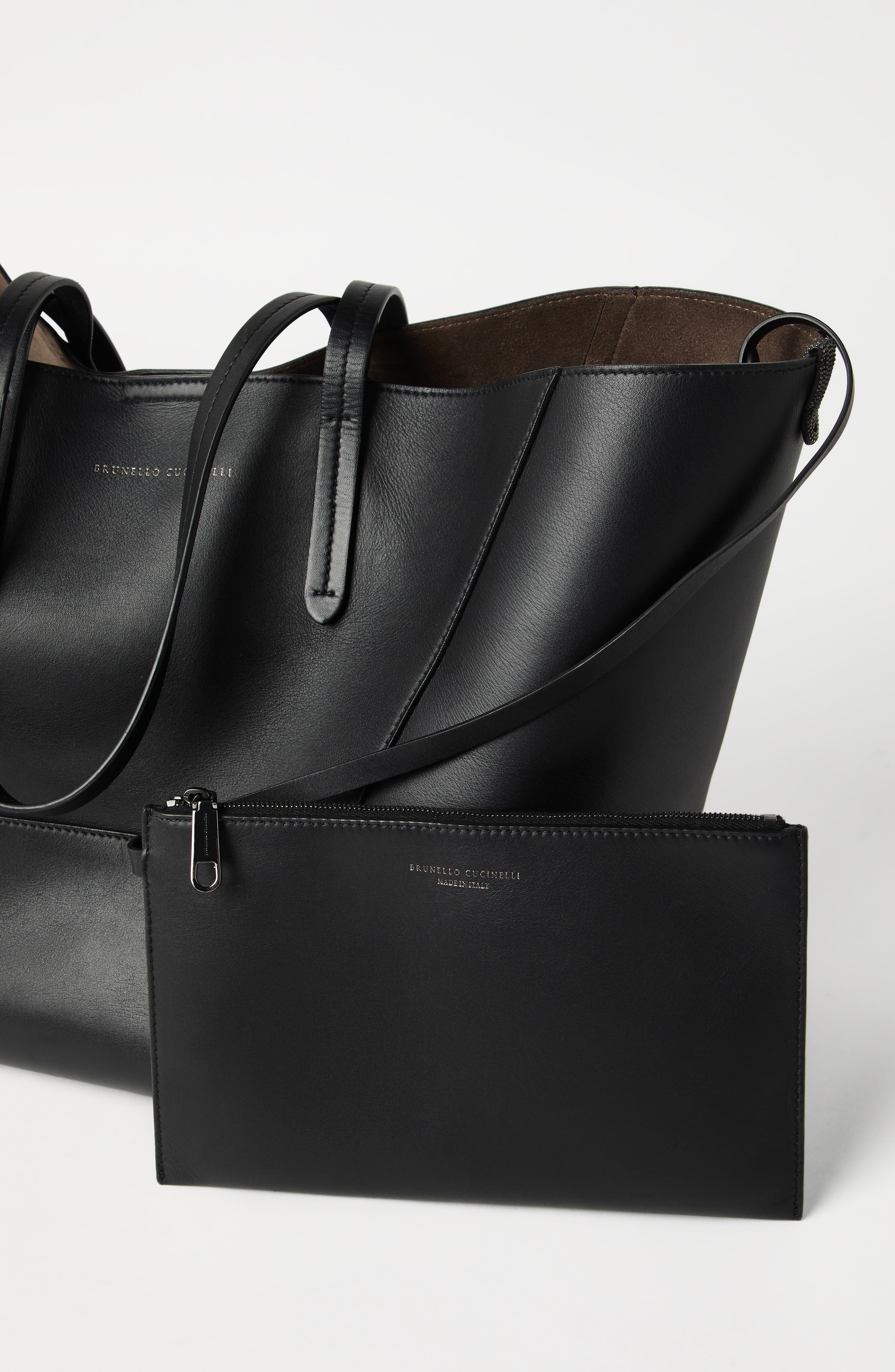 Brunello Cucinelli Calfskin BC Duo bag in Black at Nordstrom - 6