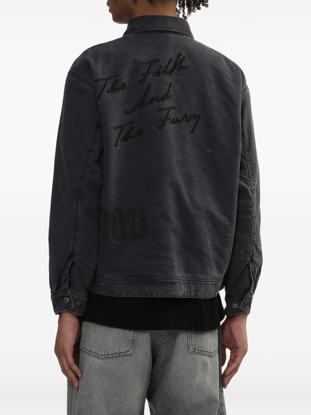 embroidered-patch denim jacket - 4