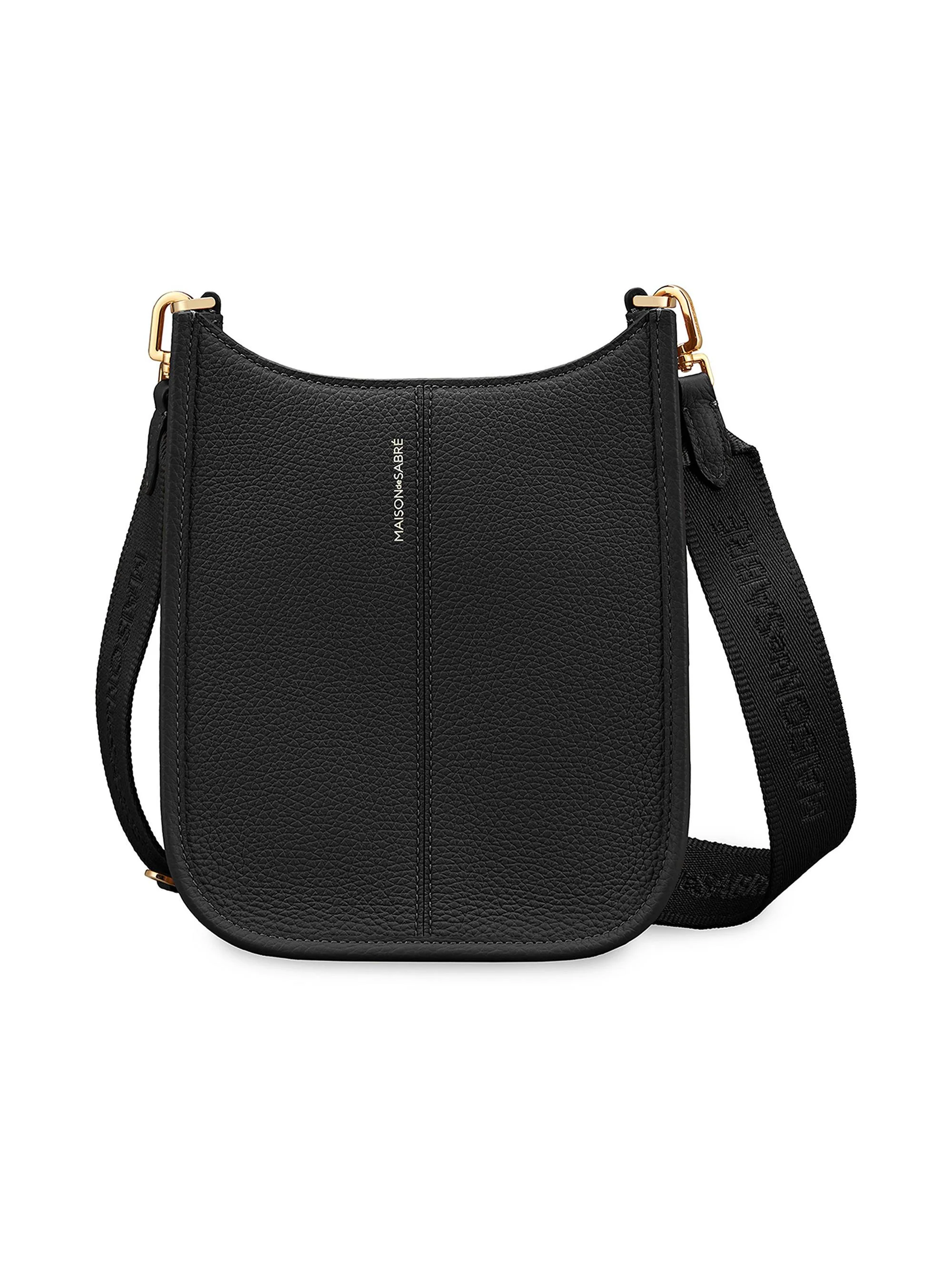 Women's Mini Leather Saddle Bag - Black Caviar - 1