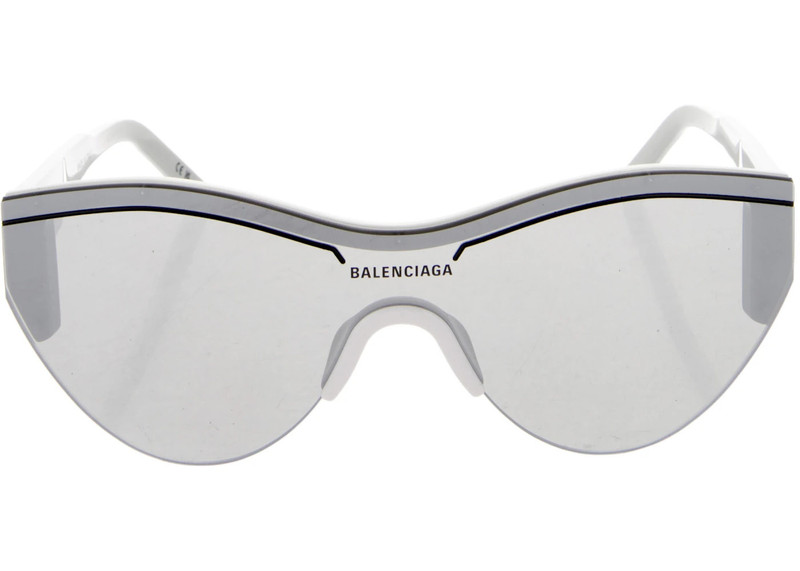 Balenciaga Wrap Frame Mirrored Shield Sunglasses White 1