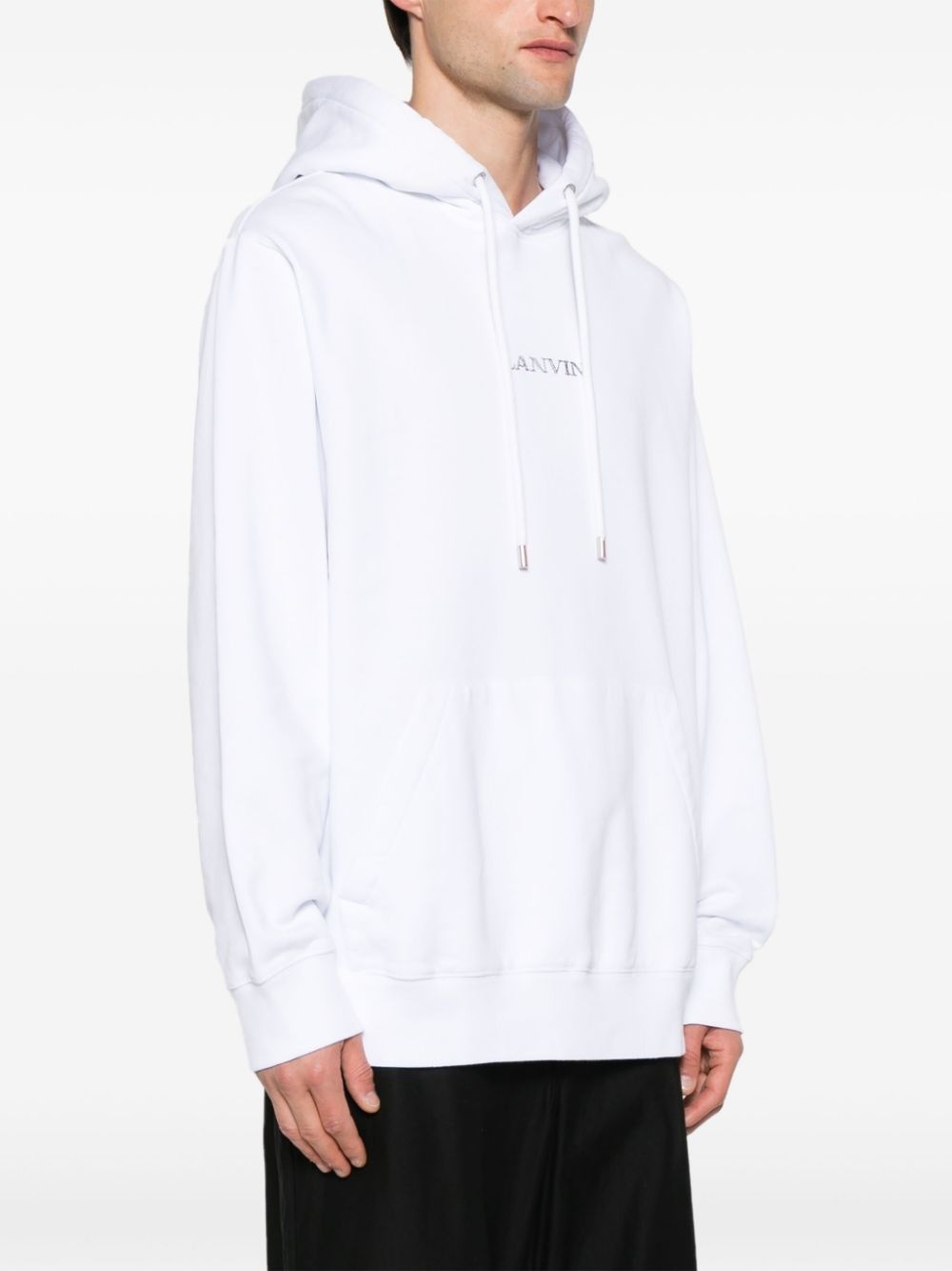 logo-embroidered cotton hoodie - 4