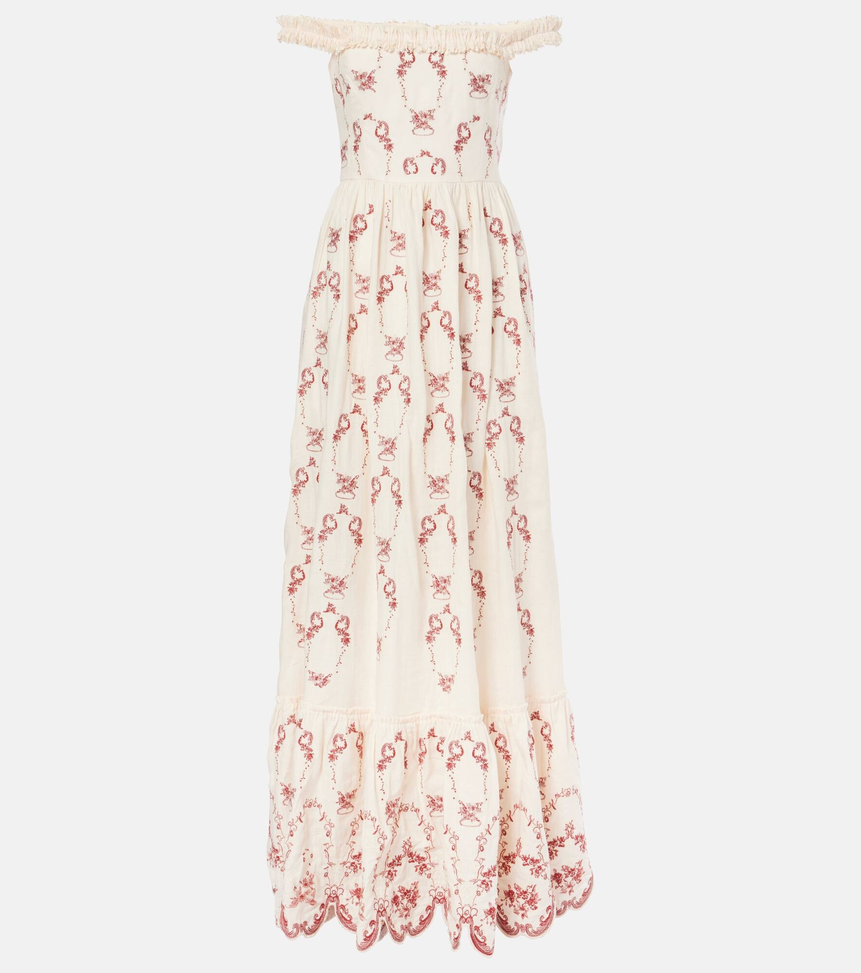 Achiote Florero embroidered linen maxi dress - 1