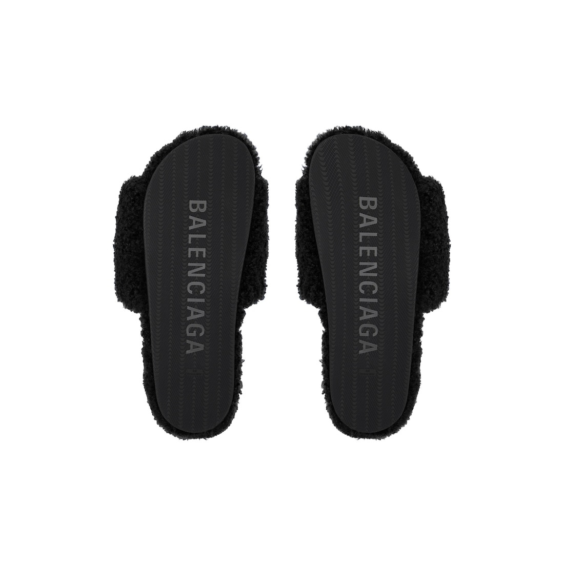 Men's Furry Slide Sandal in Black - 6