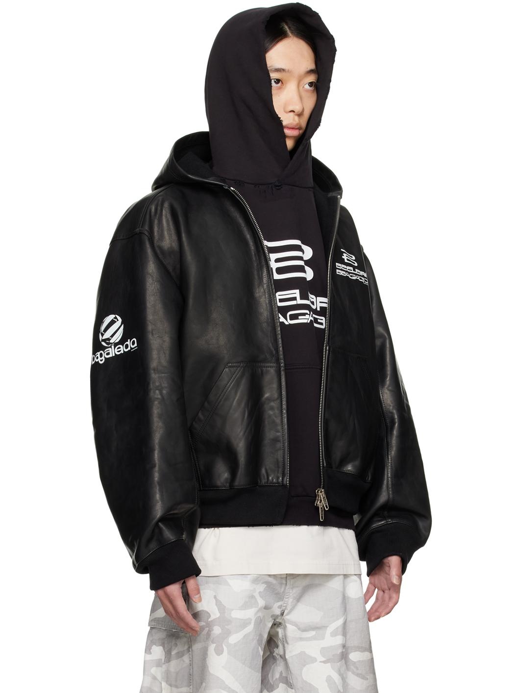 Black AI Generated Leather Jacket - 2