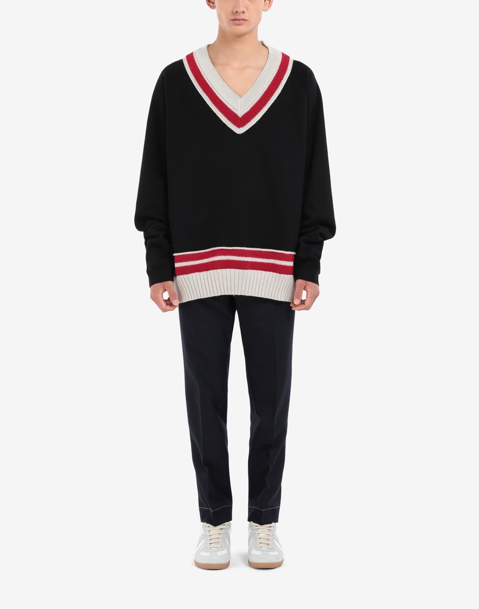 Oversized knit trim sweatshirt - 2