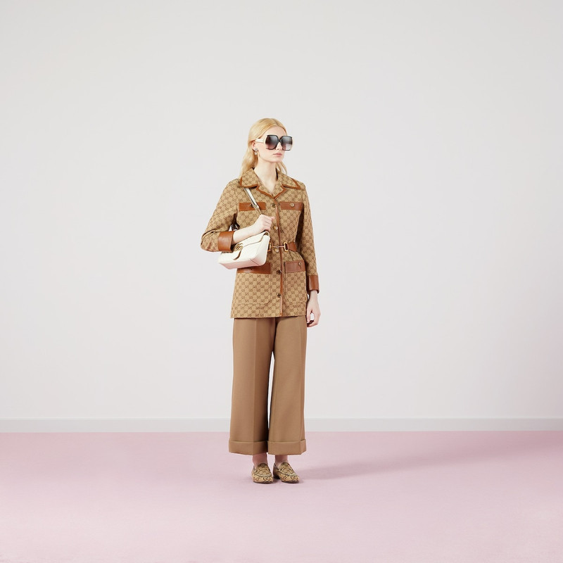 GUCCI GG canvas jacket with Web belt outlook