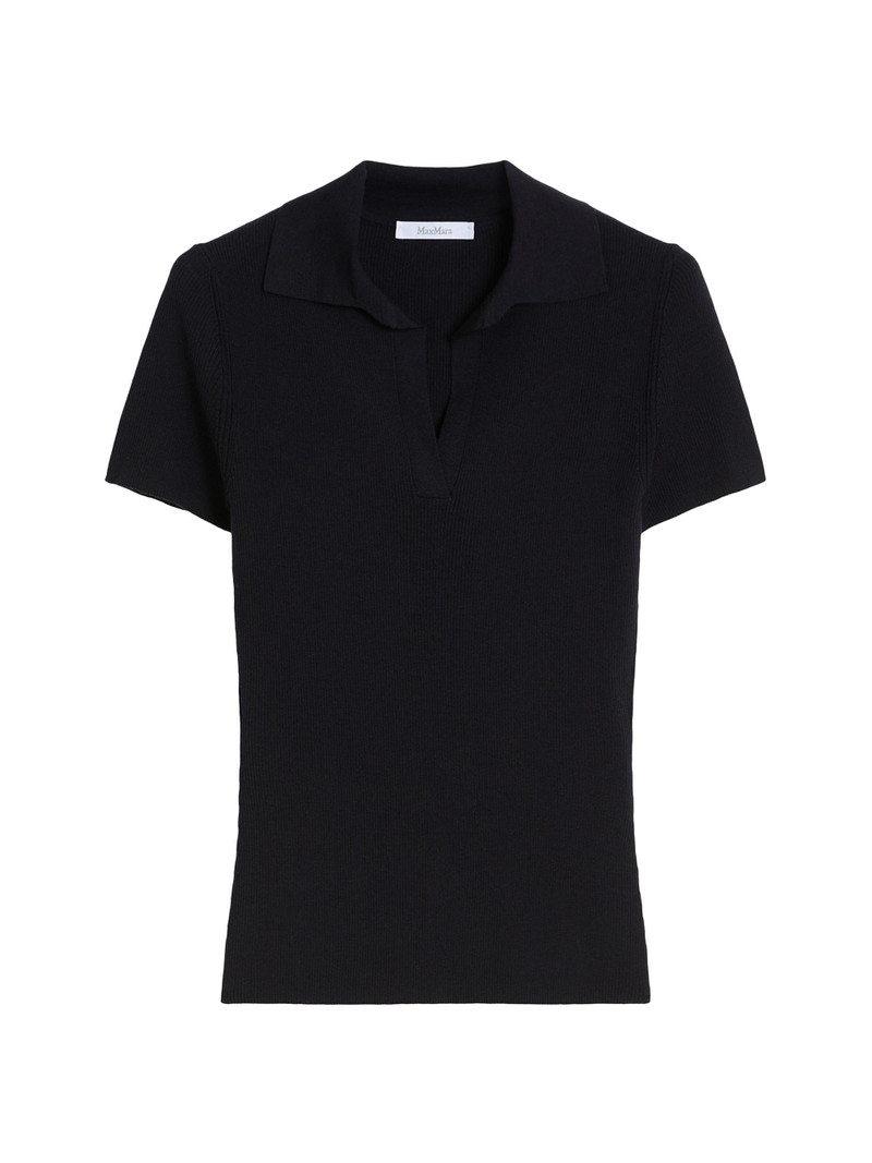 Women's Rib Knit Wool Polo Shirt - Ultramarine 1