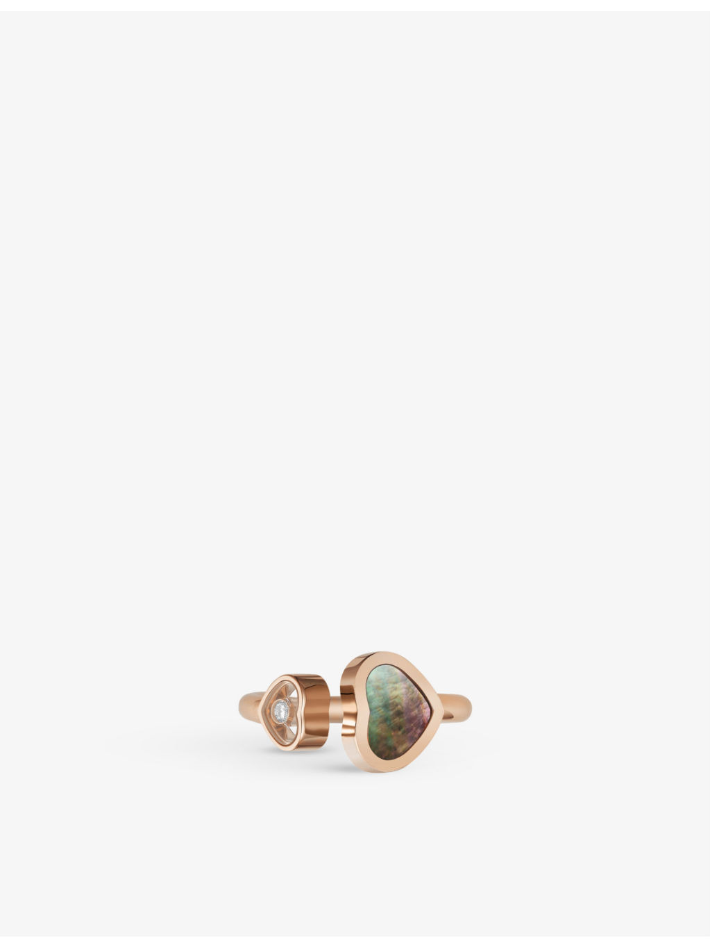 Happy Hearts 18ct rose-gold, 0.04ct diamond and mother-of-pearl ring - 3