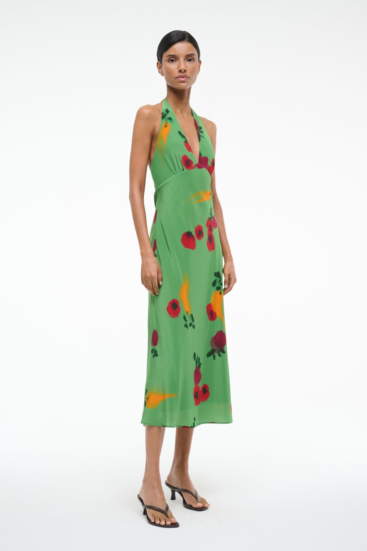STAUD LUCCA SILK DRESS FARMERS MARKET LEAF - 3