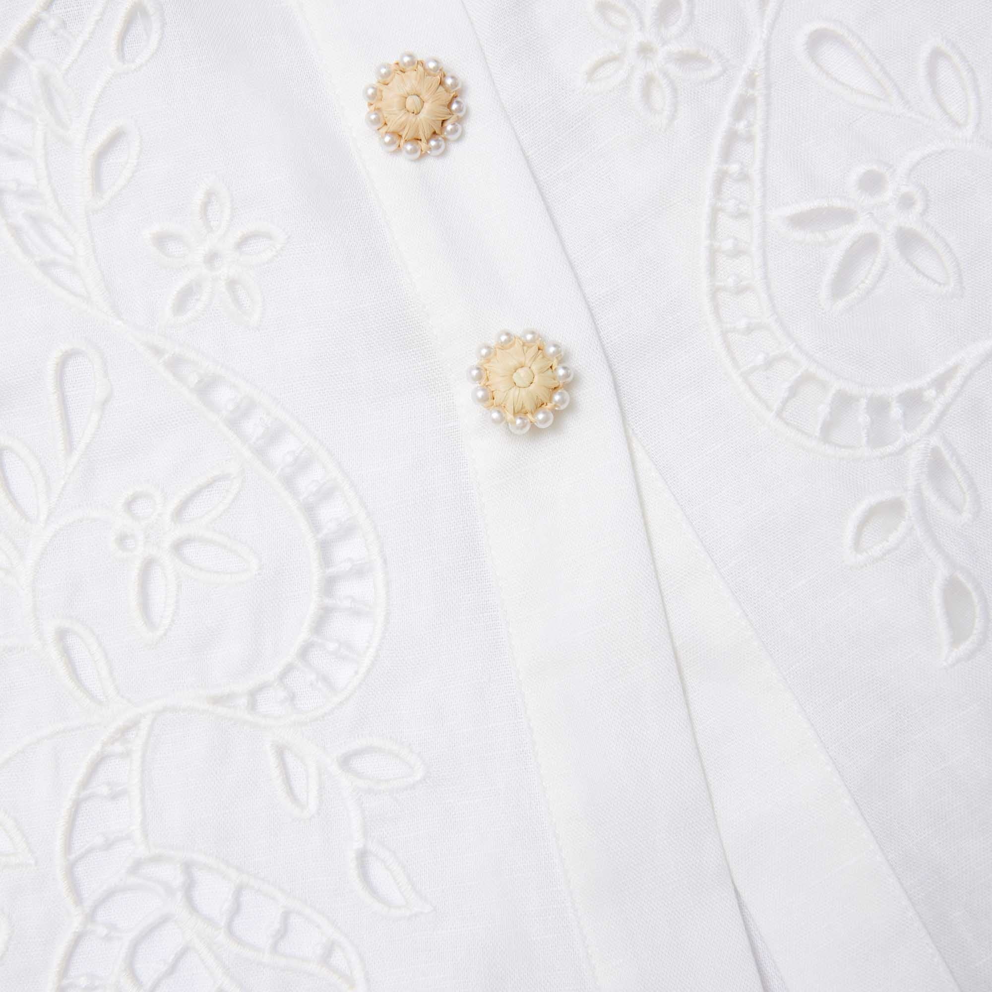 Cream Linen Peplum Midi Dress - 4