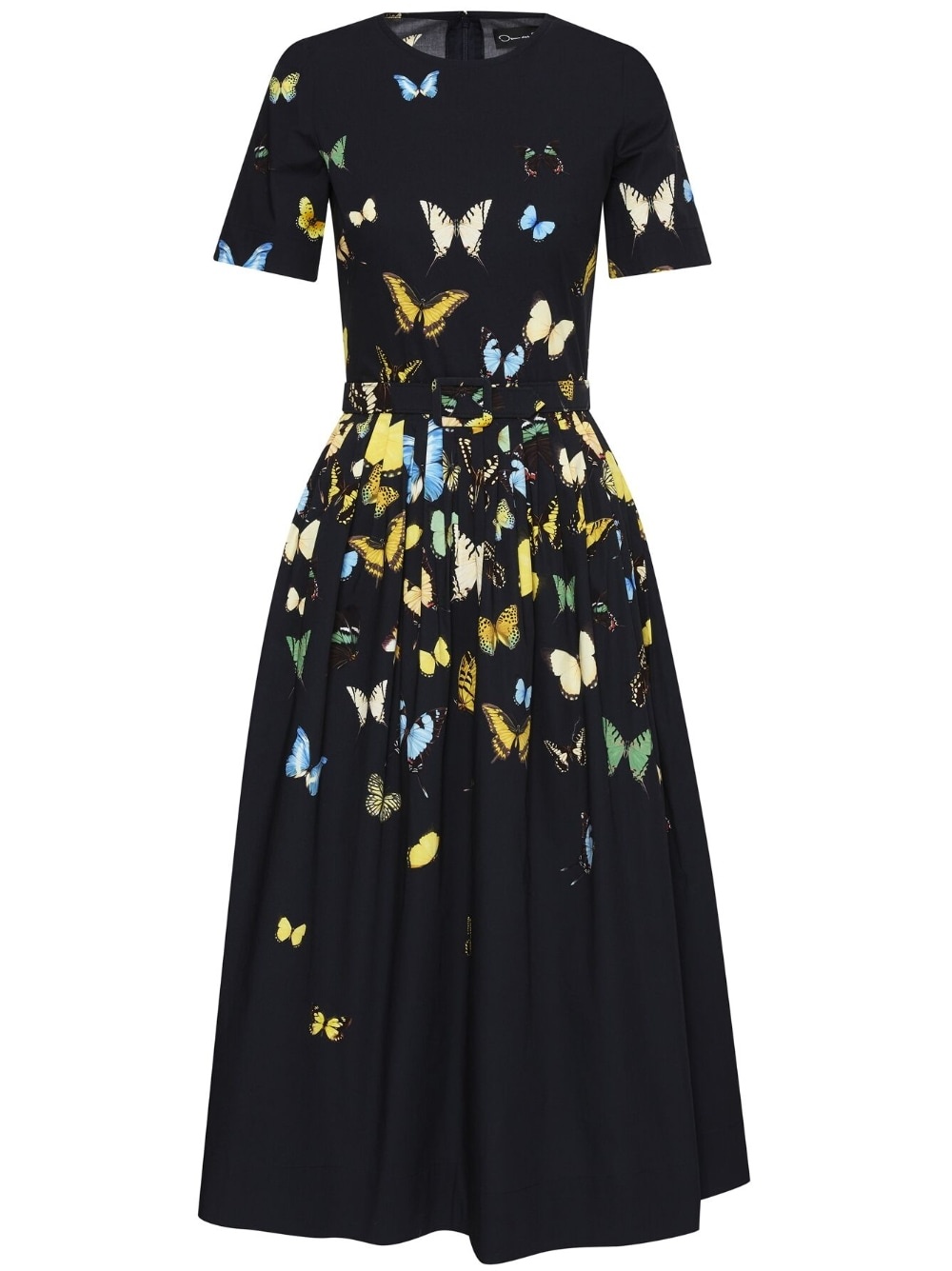 butterfly-print pleated midi dress - 1