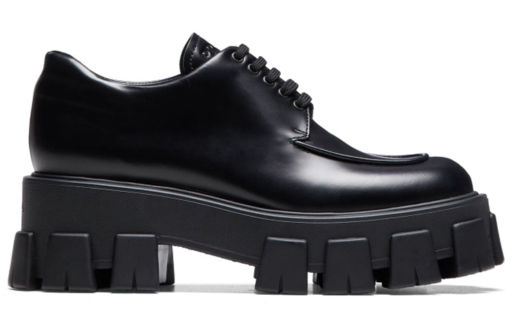 (WMNS) PRADA Monolith Brushed Calf Derby Shoes 'Black' 1E708L_B4L_F0002_F_A055 - 2