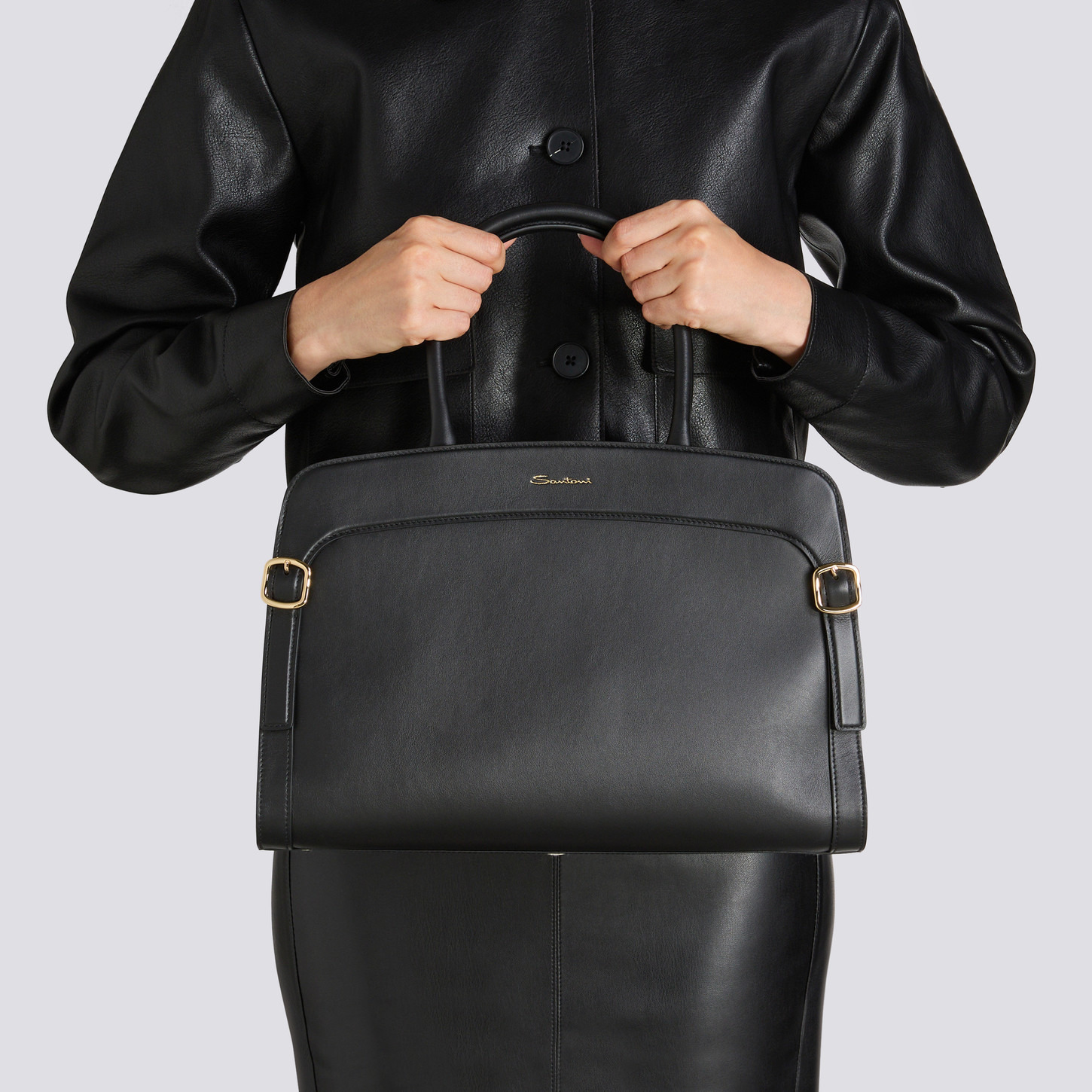 Black leather handbag - 2