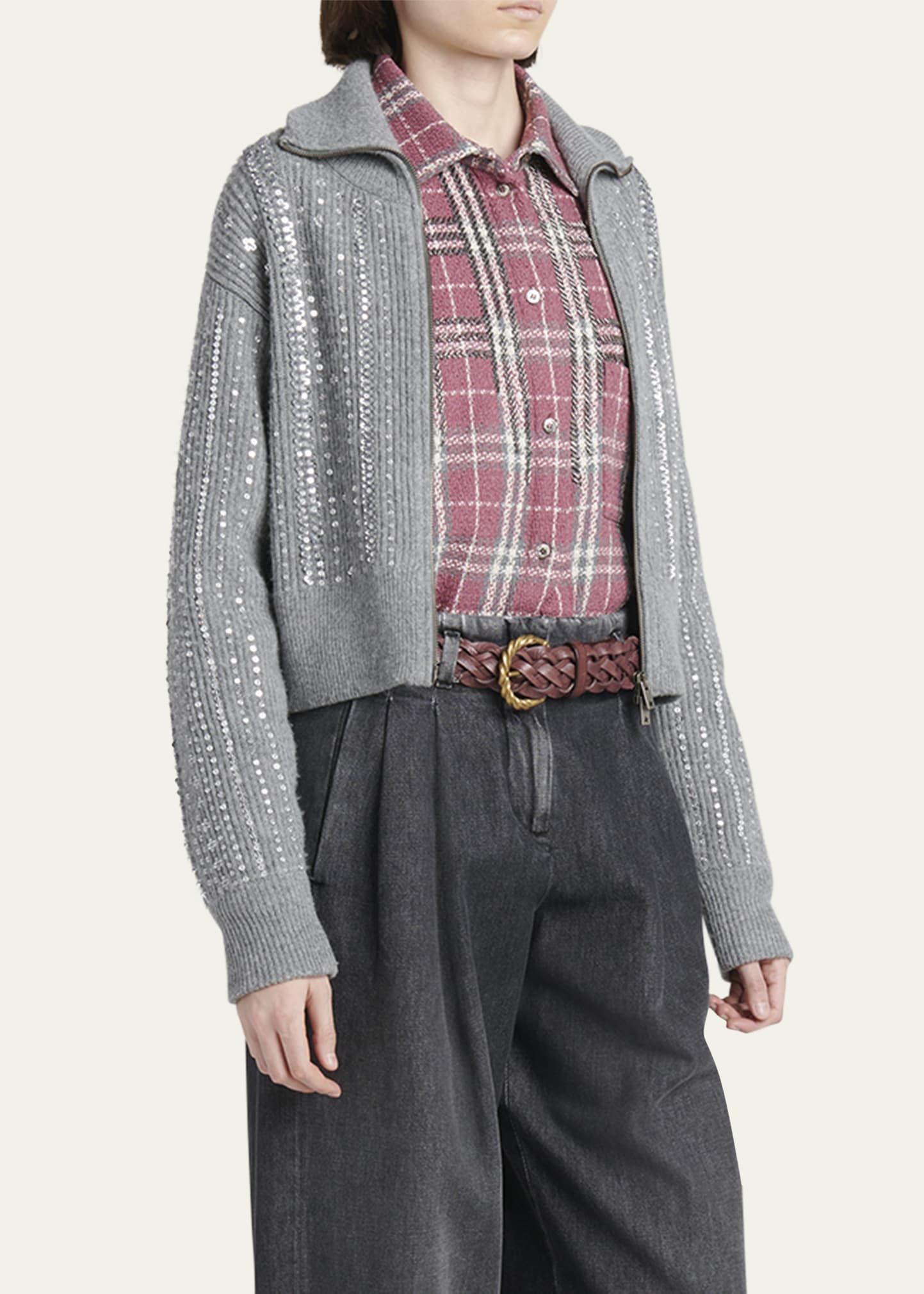 Journey Sequined Full Zip Sweater - 4