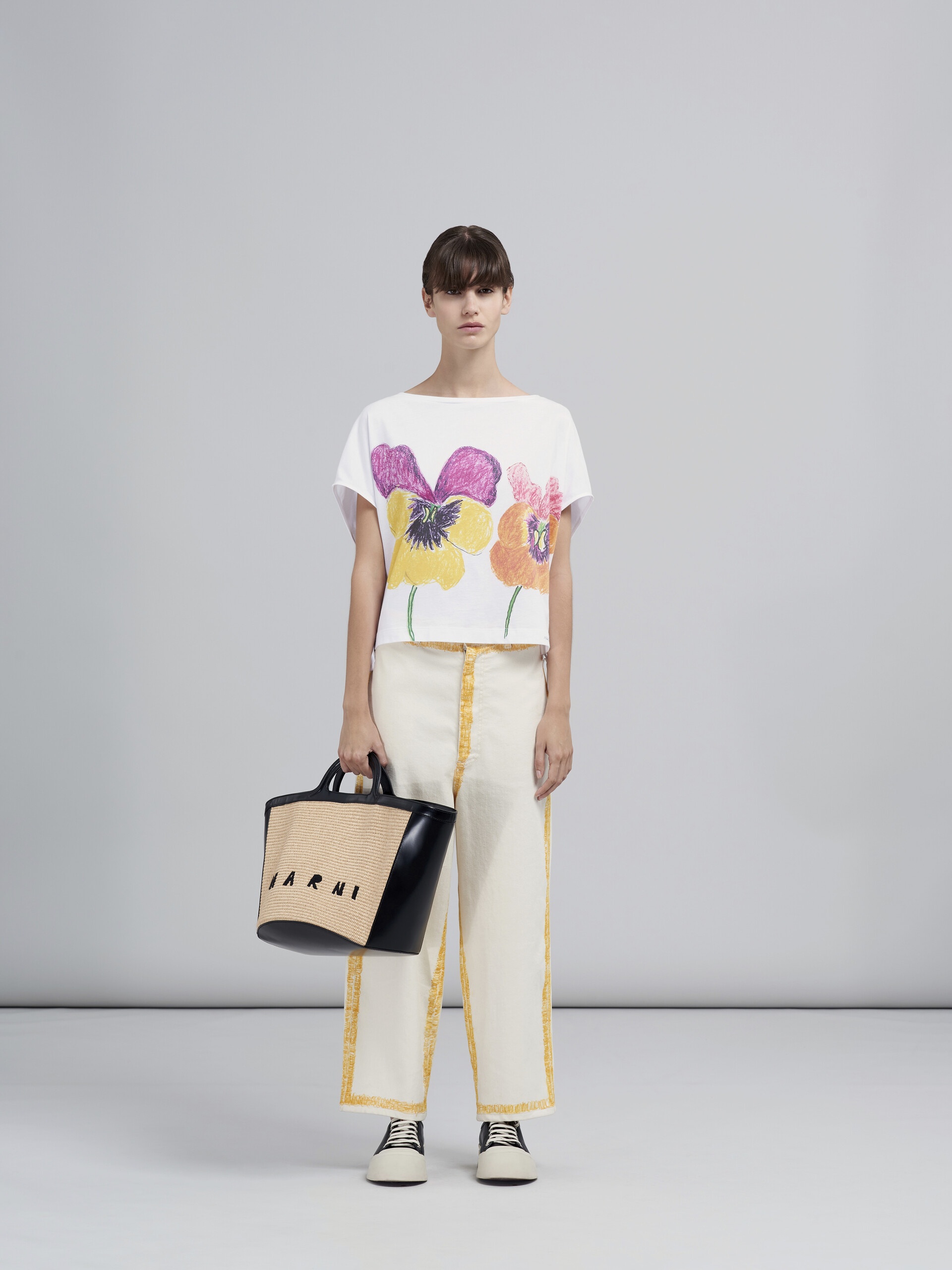 TROPICALIA LARGE BAG IN BLACK LEATHER AND RAFFIA - 2