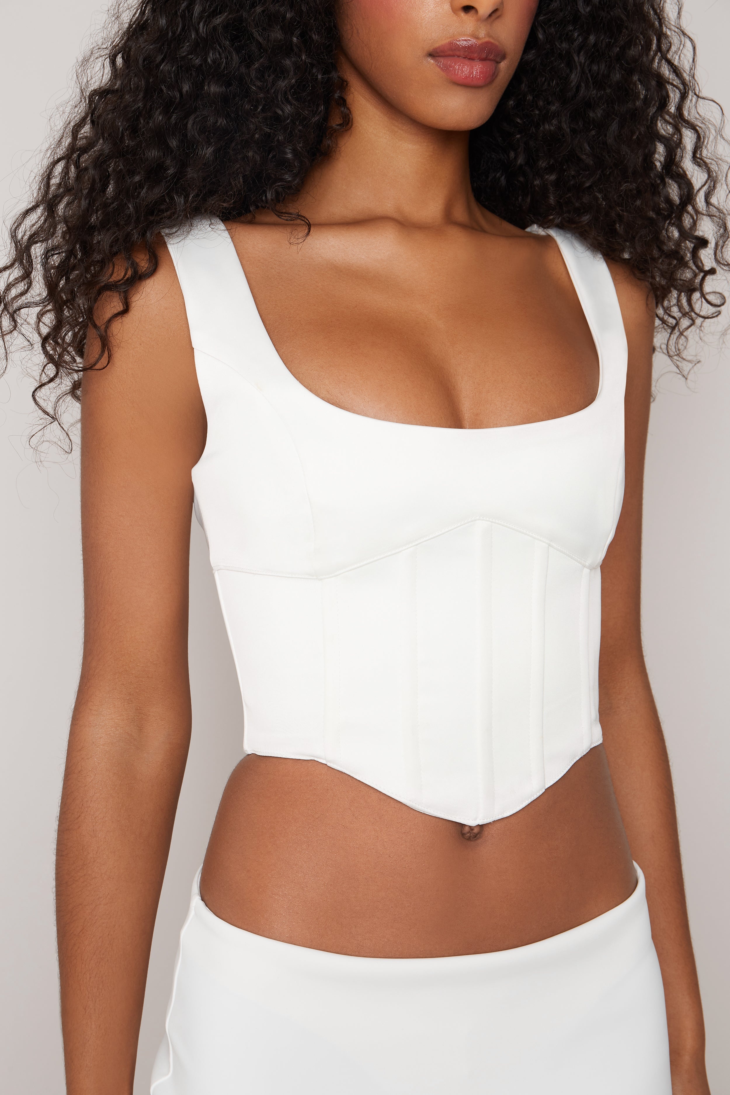 SATIN LACE-UP BUSTIER TOP - 6
