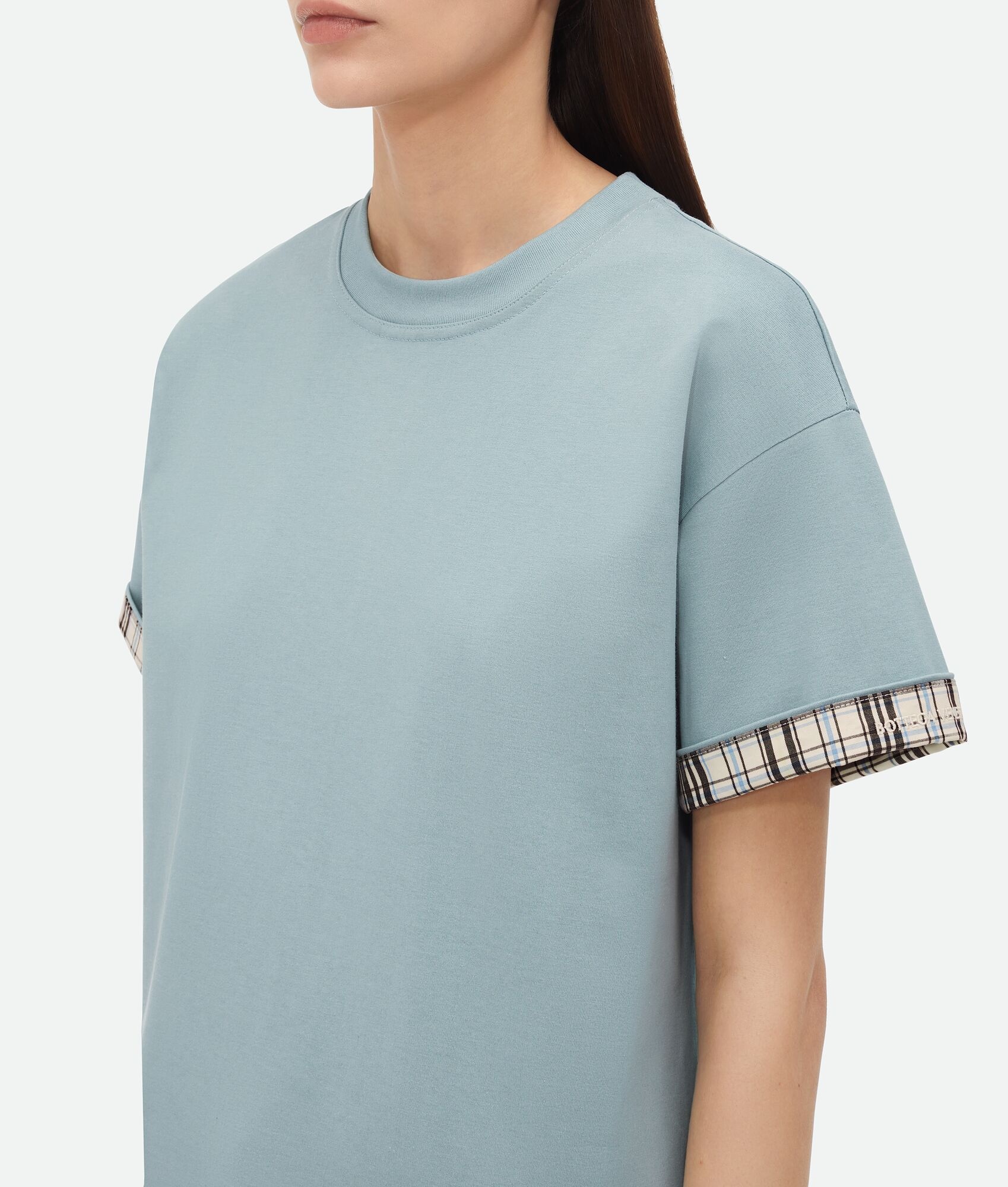 Double Layer Checked Cotton T-Shirt - 4