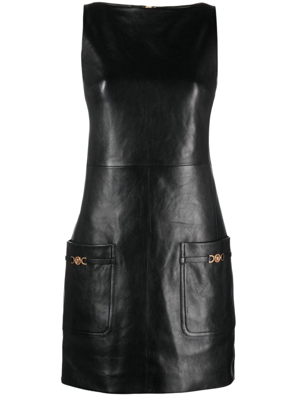 Medusa-plaque leather minidress - 1