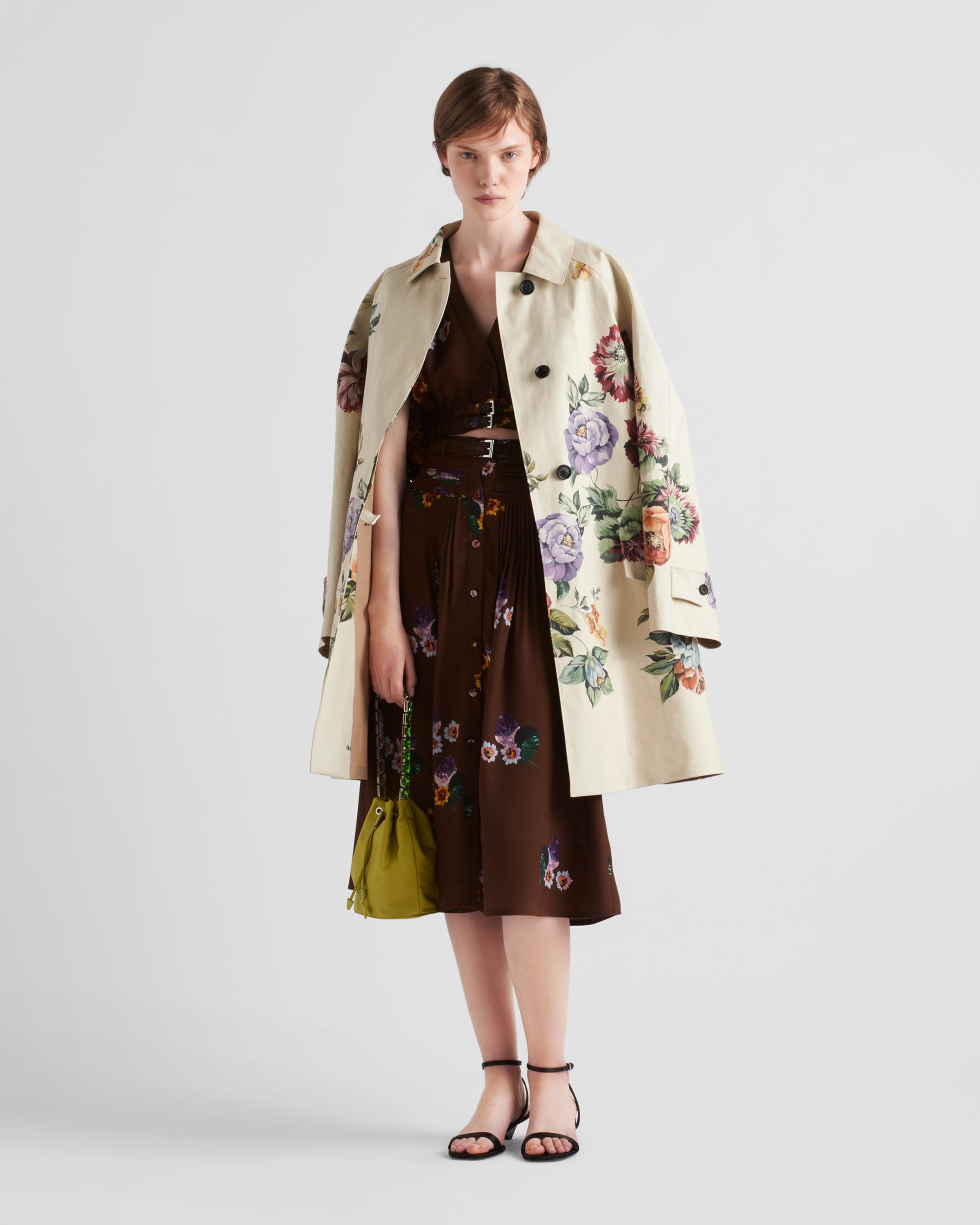 コート Prada Printed Cotton Overcoat Prada Printed cotton single-breasted coat | REVERSIBLE