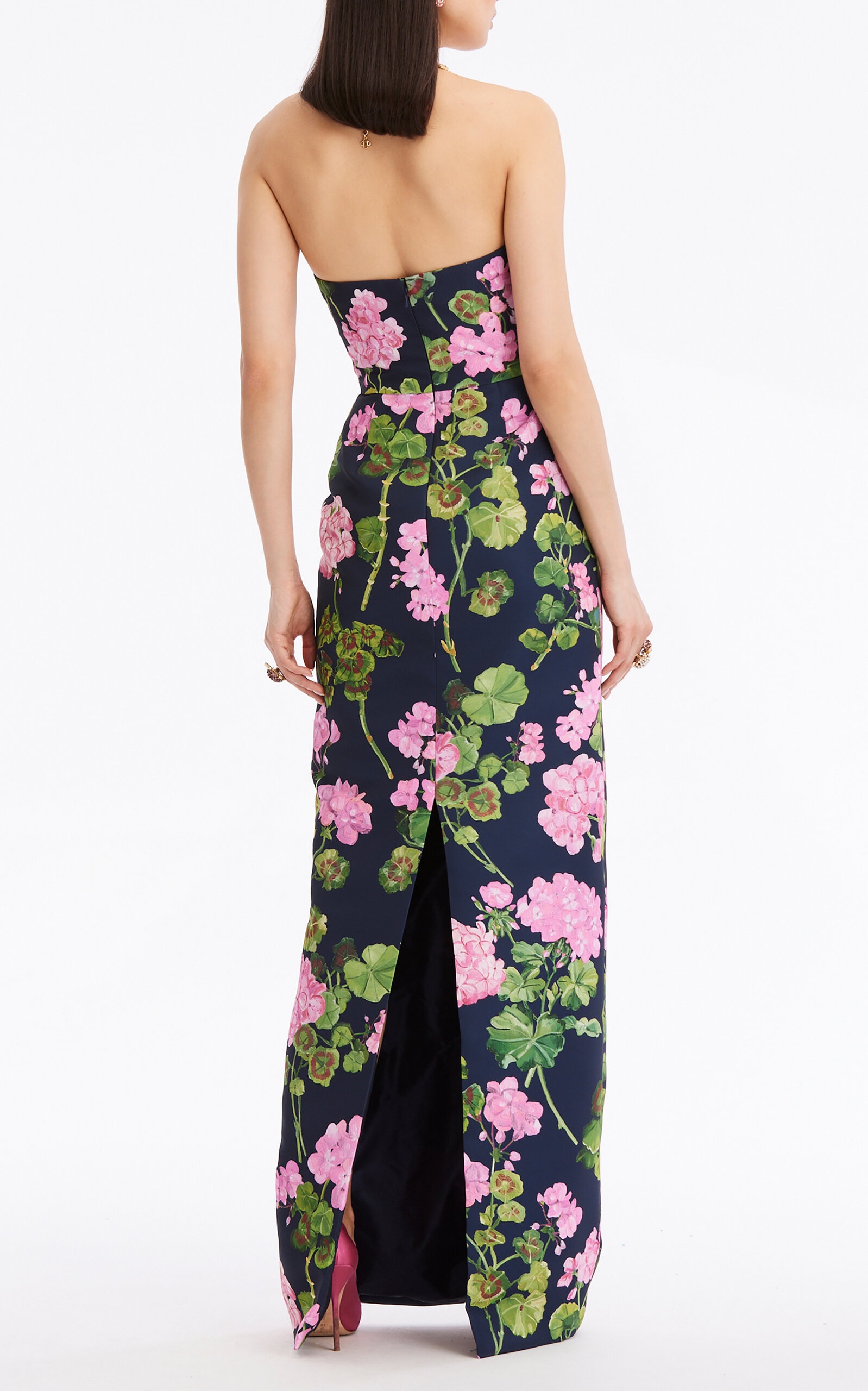 Floral-Printed Faille Gown navy - 7