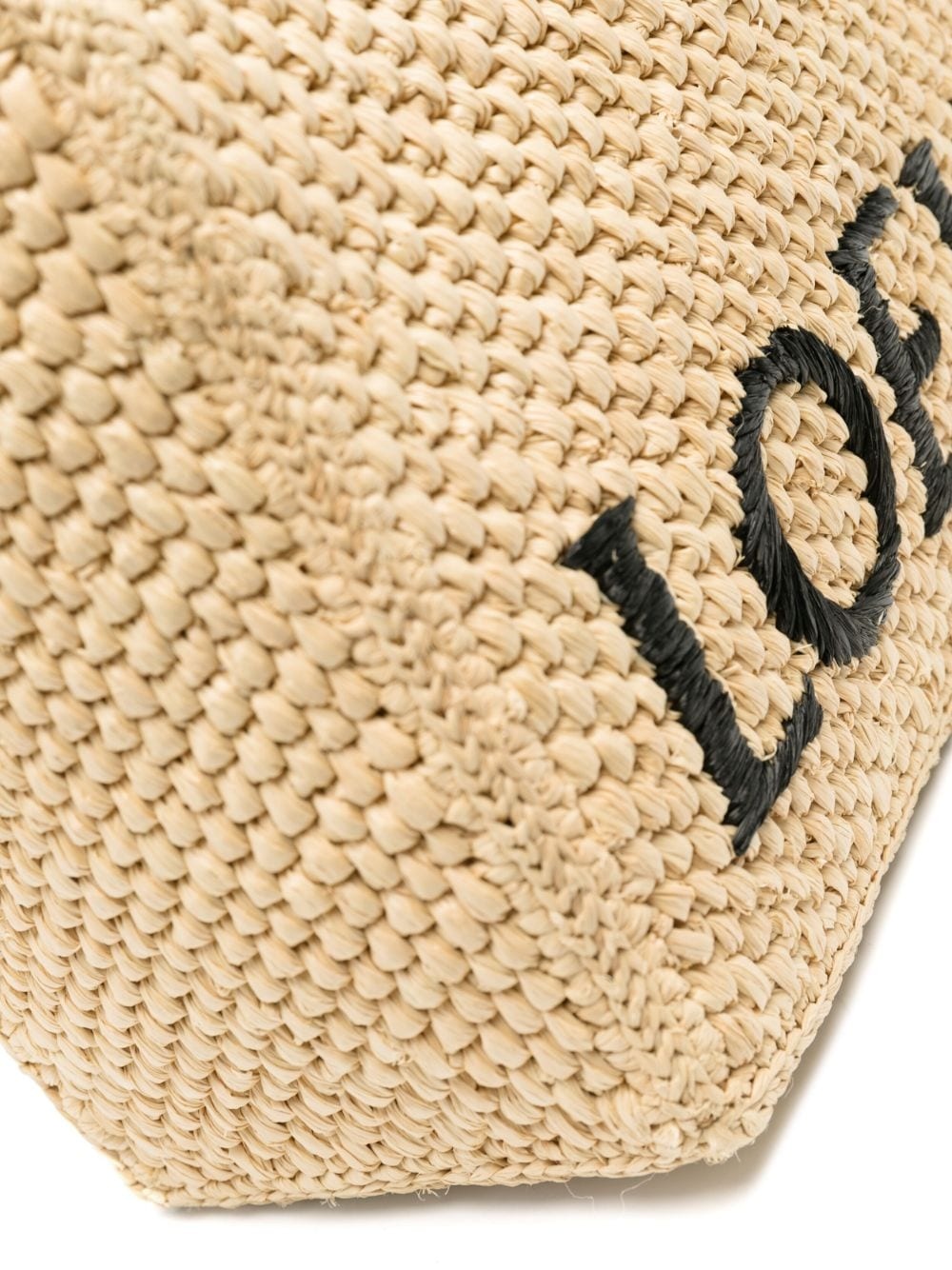 logo-embroidered raffia tote bag - 5