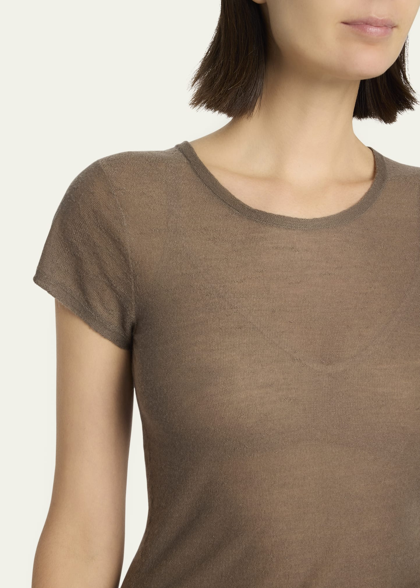 Keyla Short-Sleeve Fine Cashmere T-Shirt - 5