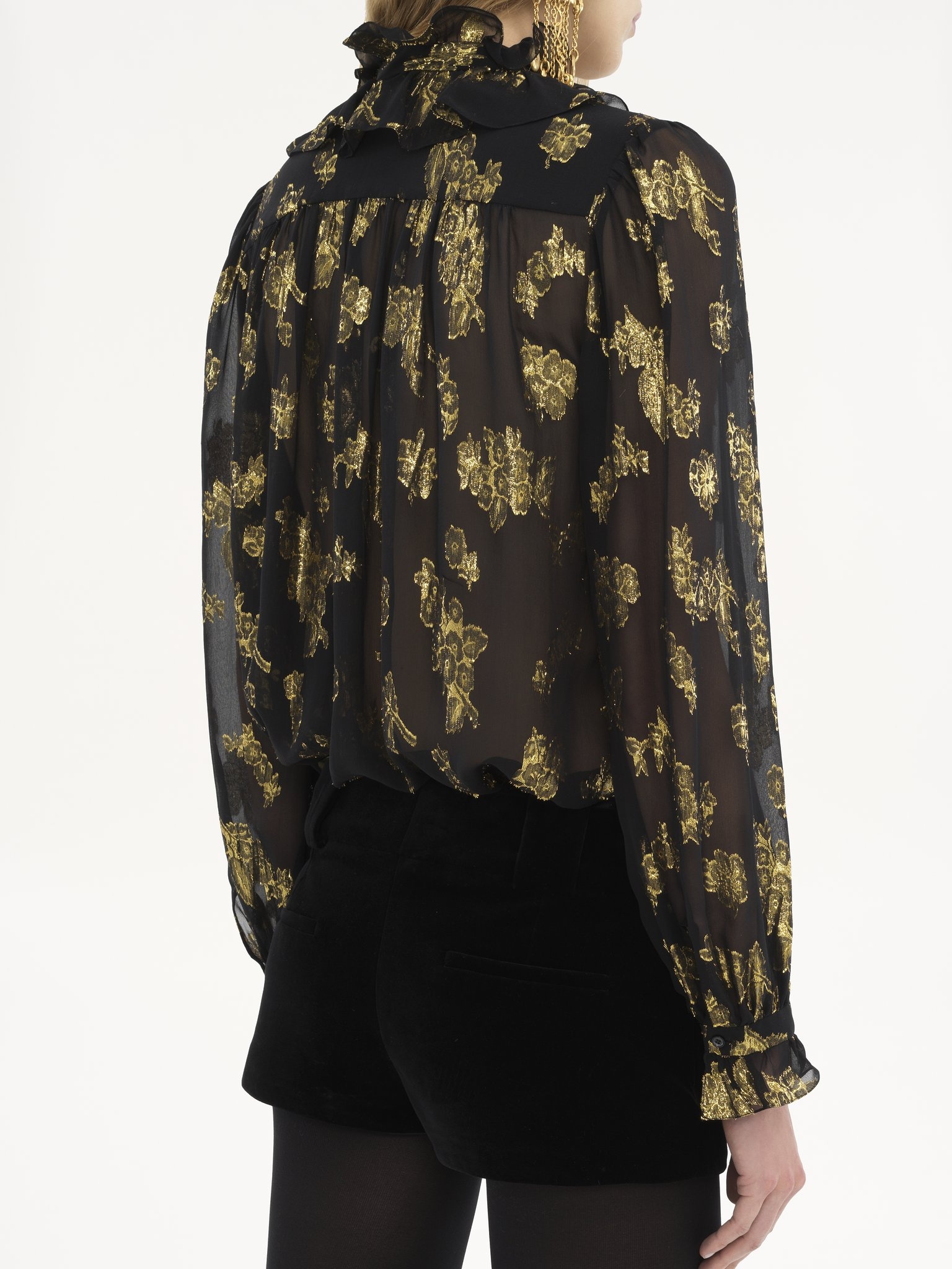 GATHERED BLOUSE IN SILK JACQUARD & LUREX - 5