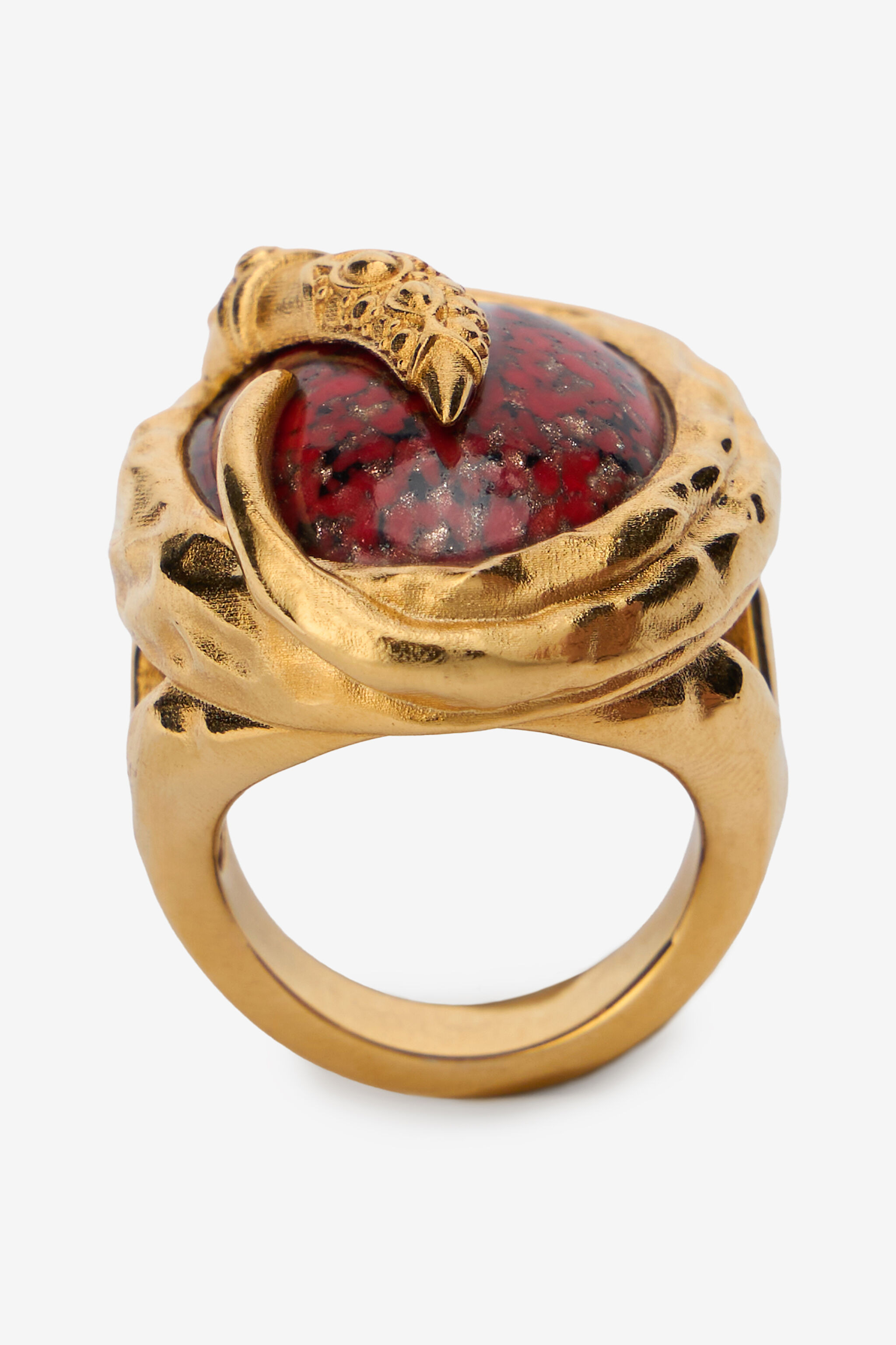 Golden Cocktail Ring With Ruby Stone - 1