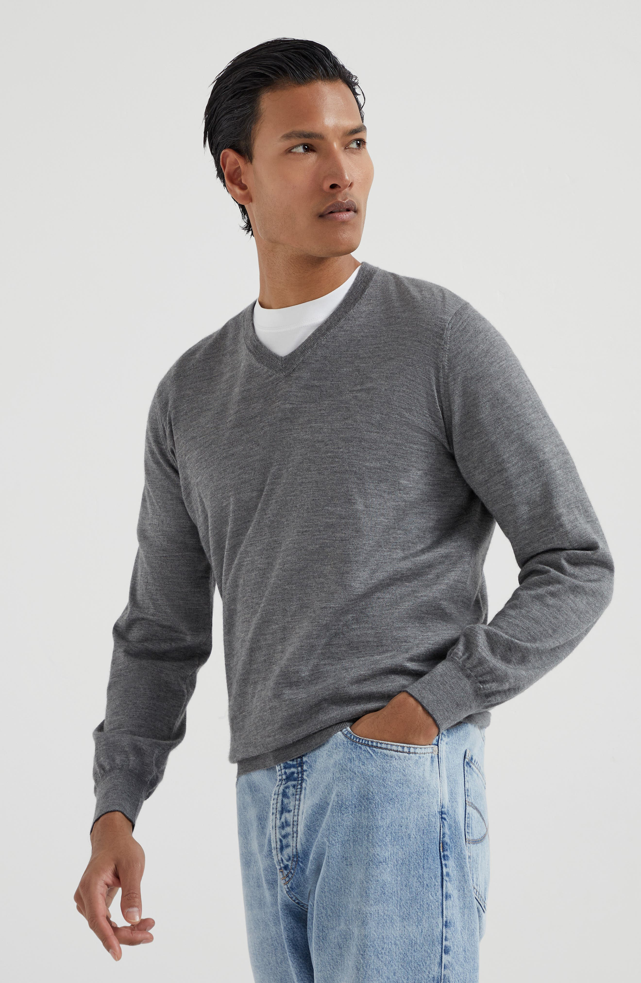 Brunello Cucinelli Cashmere and silk sweater in Dark Grey at Nordstrom - 2
