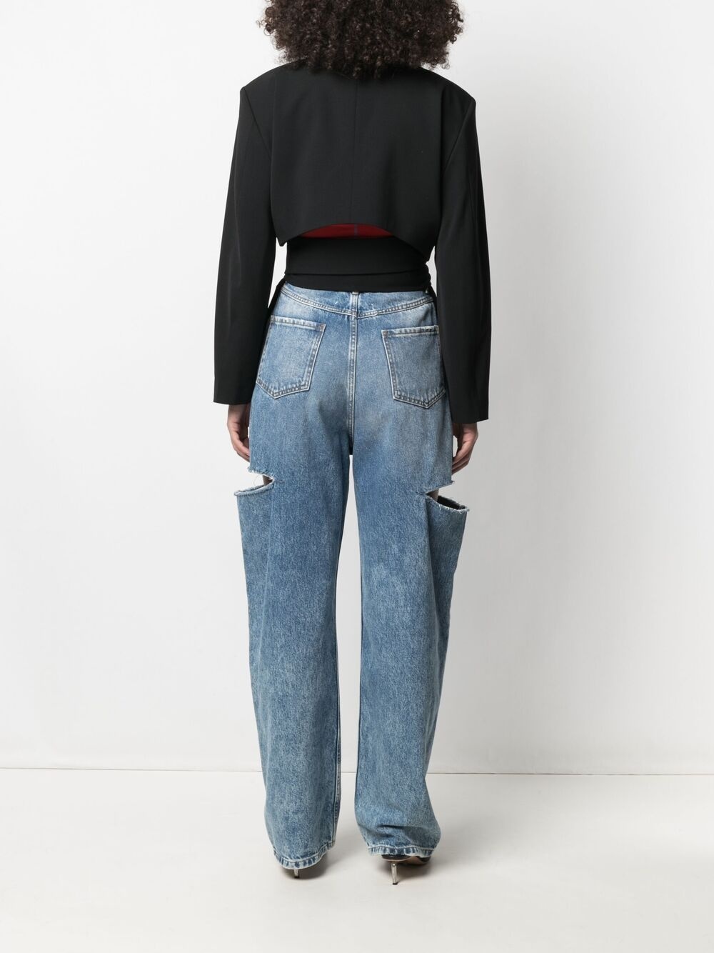 asymmetric-hem belted blazer - 4