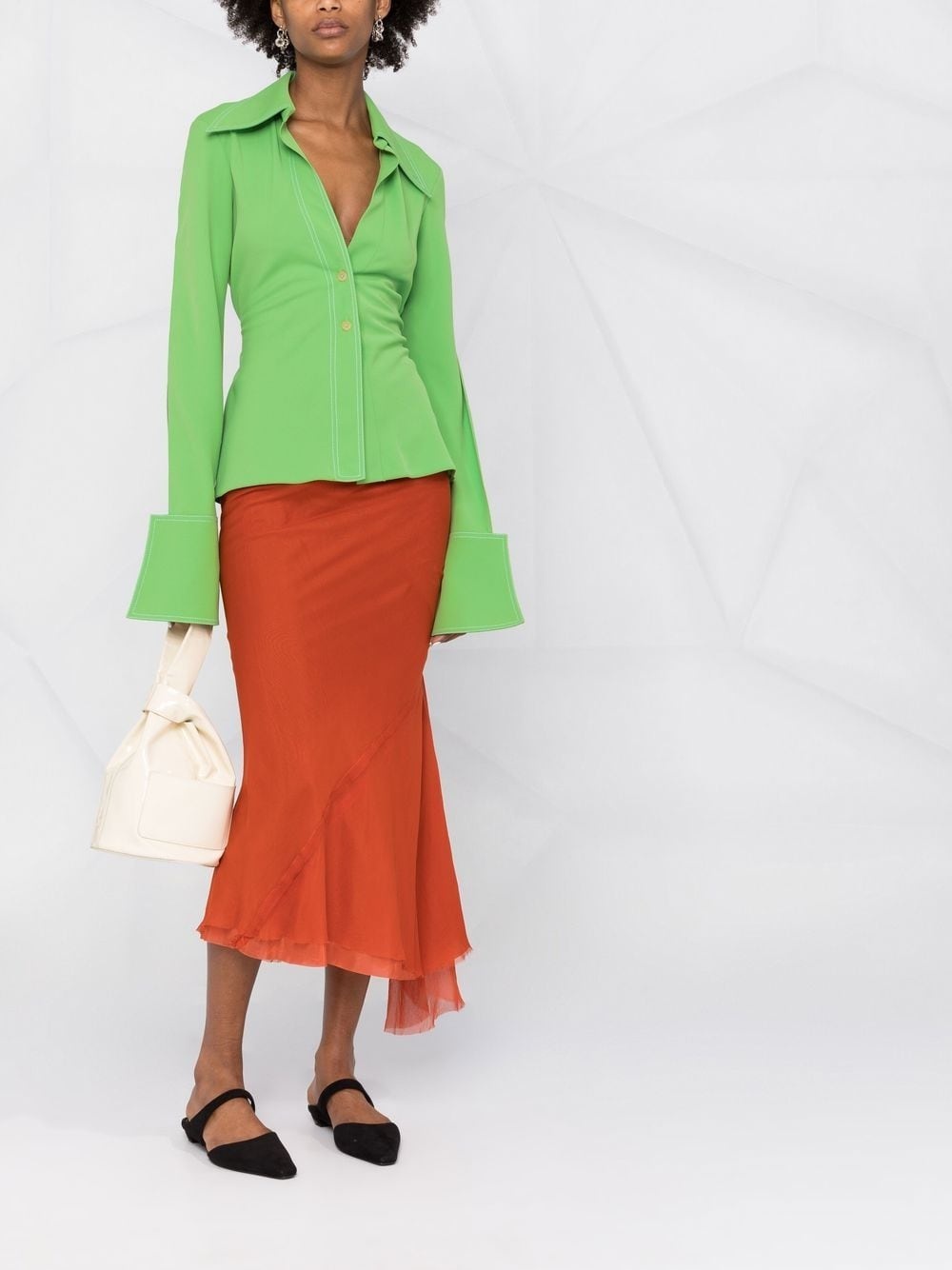 oversized cuffs ruched shirt - 2
