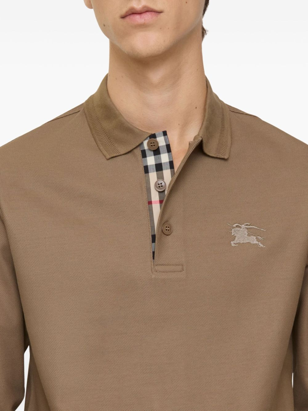long-sleeve cotton polo shirt - 3