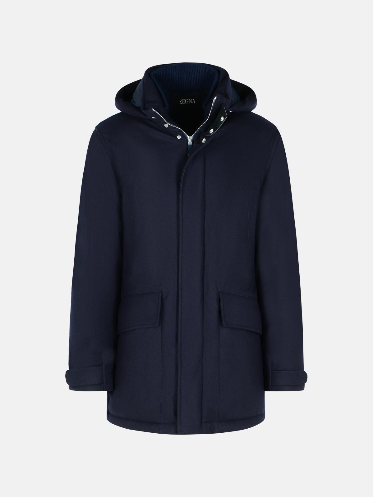 BLUE WOOL PARKA - 1