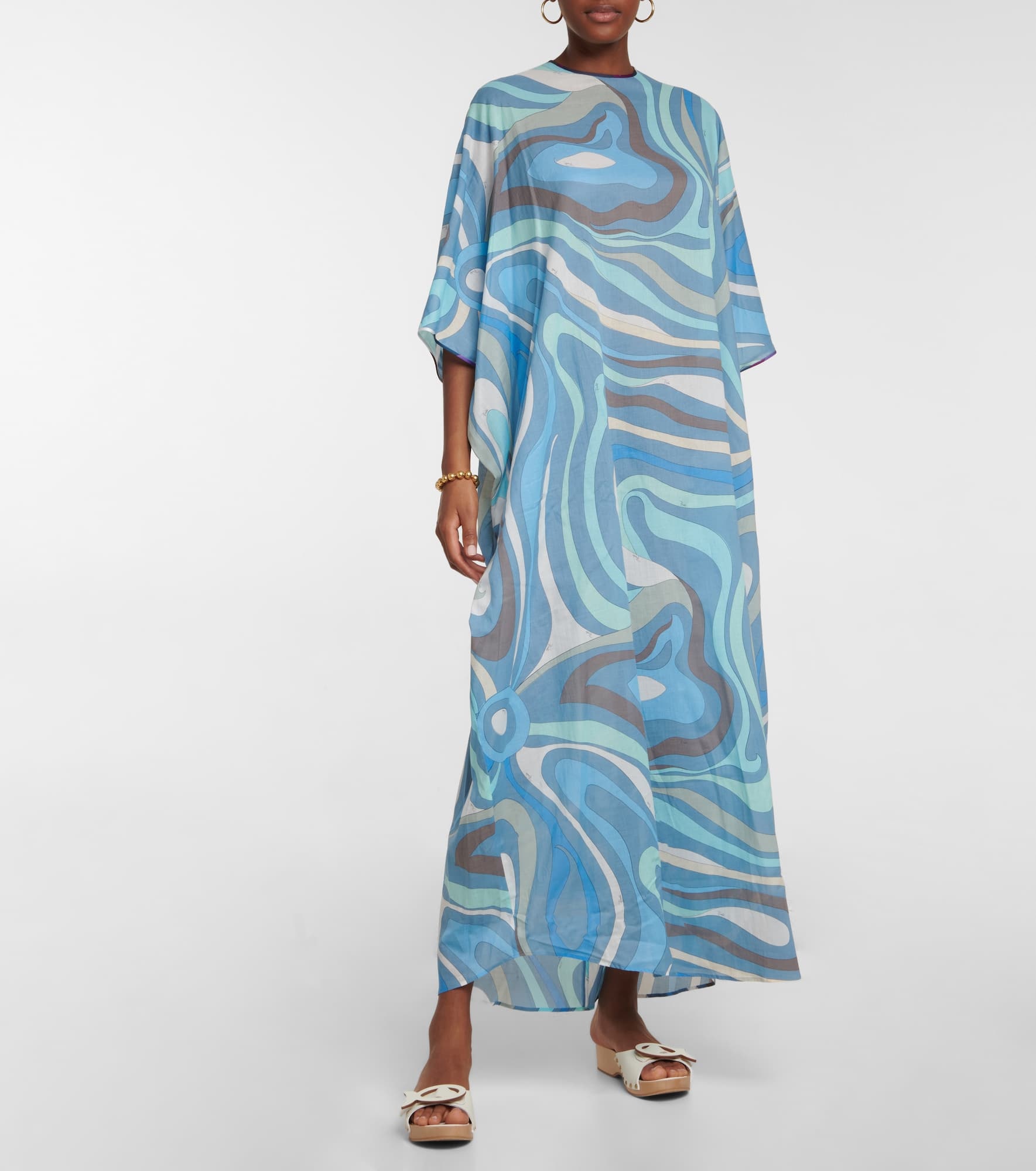 Printed cotton kaftan maxi dress - 2