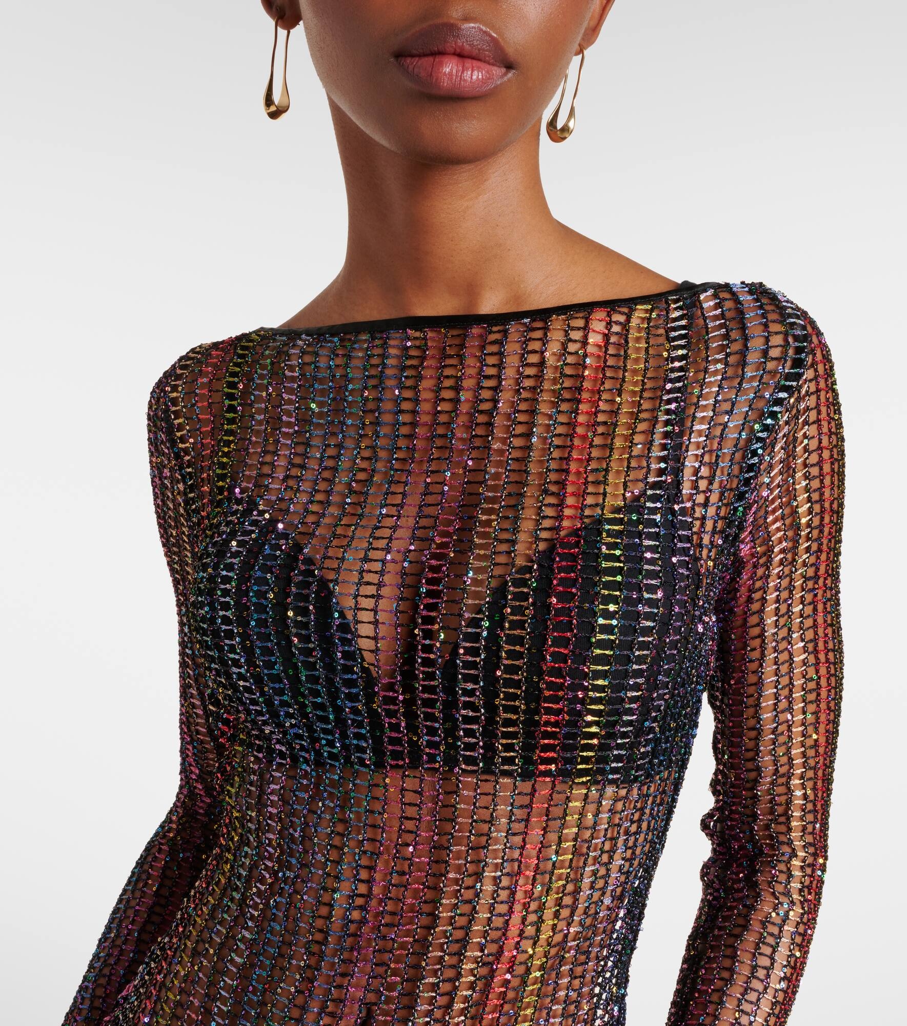 Sheer open-back maxi dress - 4