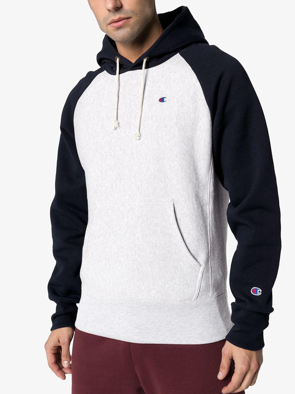 two-tone cotton-blend hoodie - 3