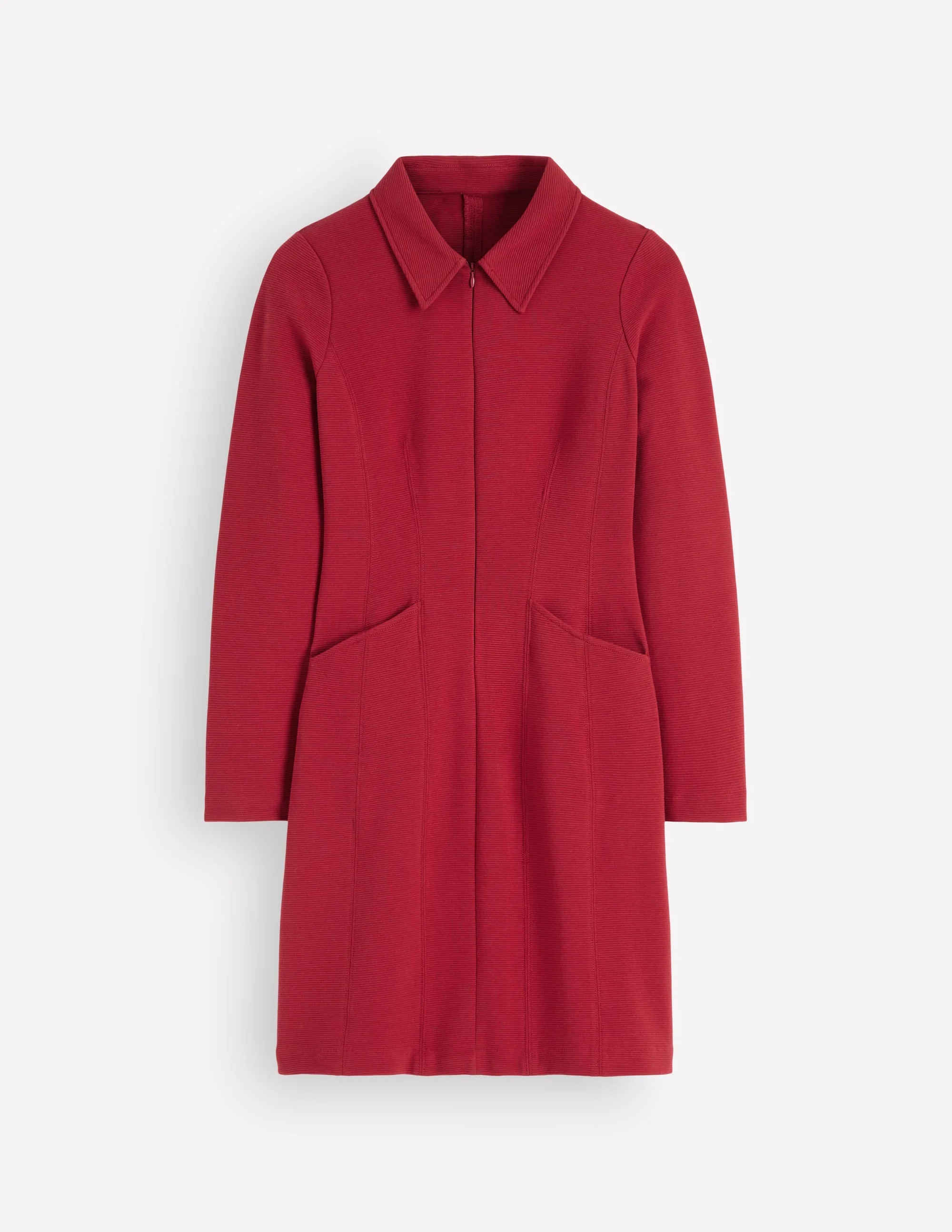 Nia Ottoman Long Sleeve Dress-Crimson red - 1