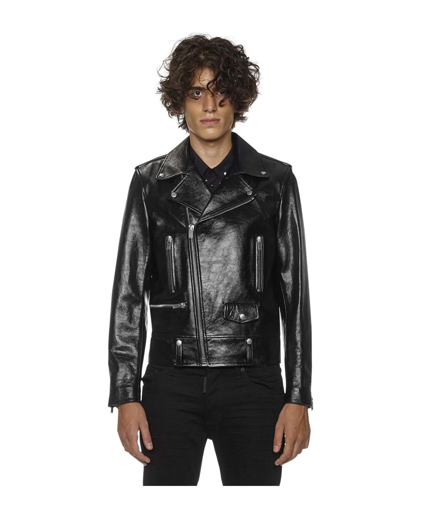 Black Leather Motorcycle Jacket - 5
