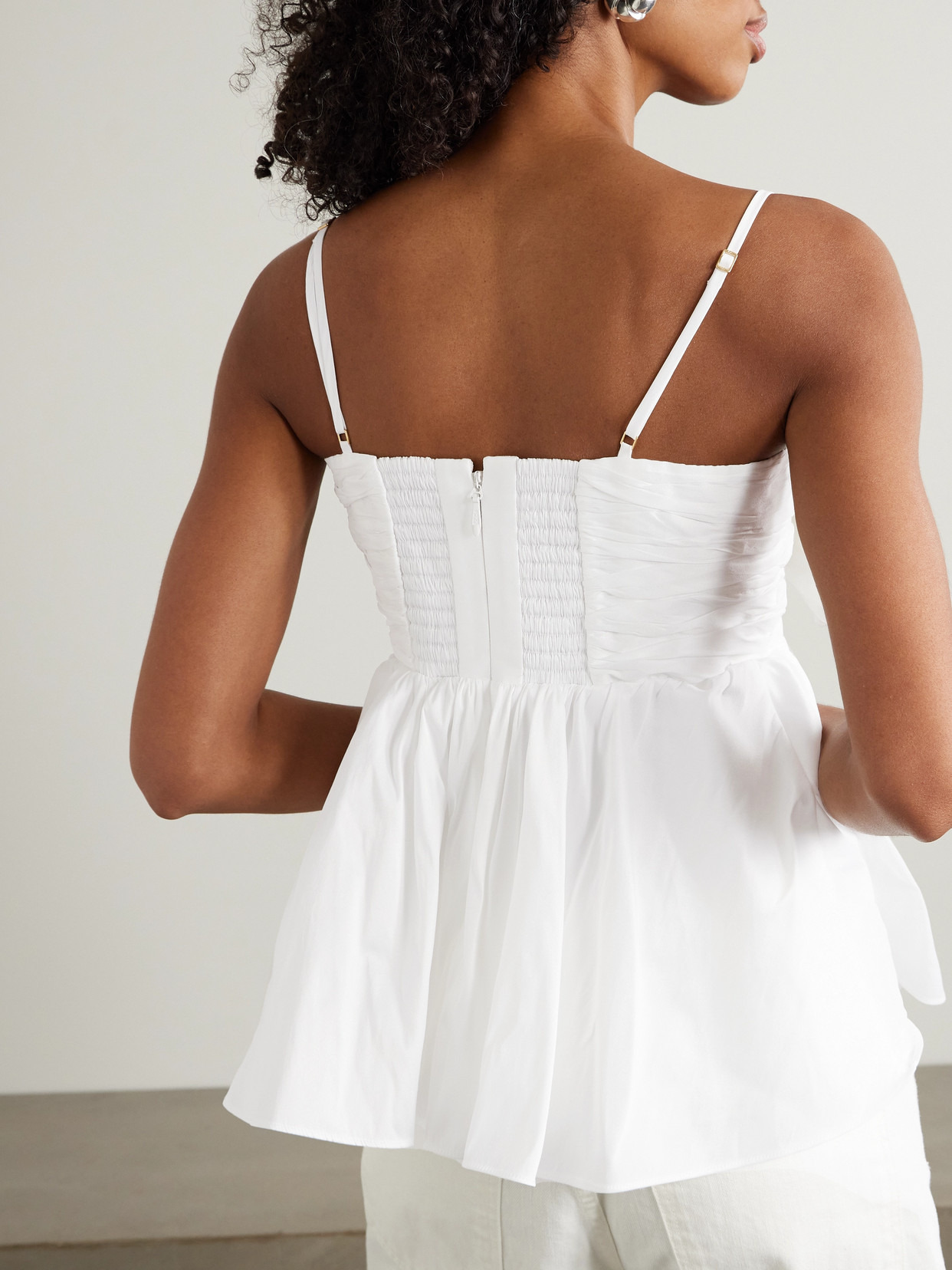 Scarlett Bow-embellished Crepe Peplum Top - 3