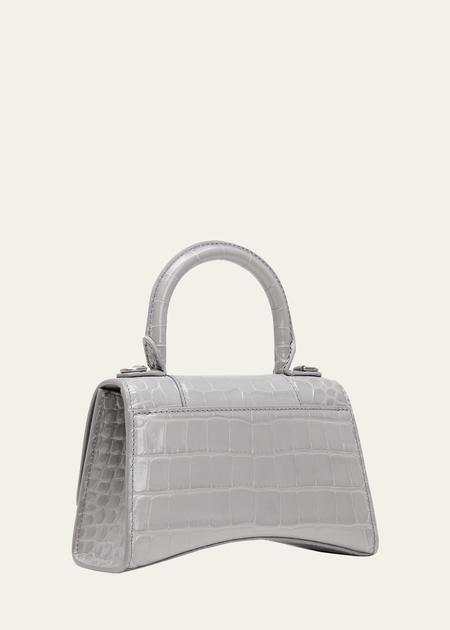 Hourglass XS Crocodile-Embossed Top-Handle Bag - 3