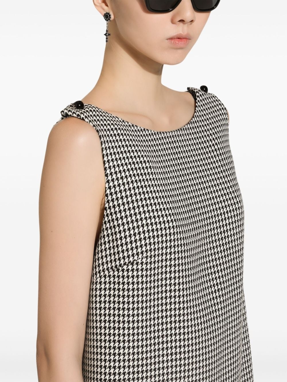 houndstooth-pattern dress - 5