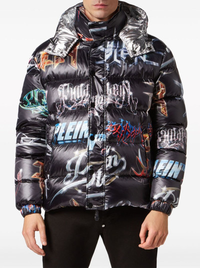 PHILIPP PLEIN logo-print quilted padded jacket outlook