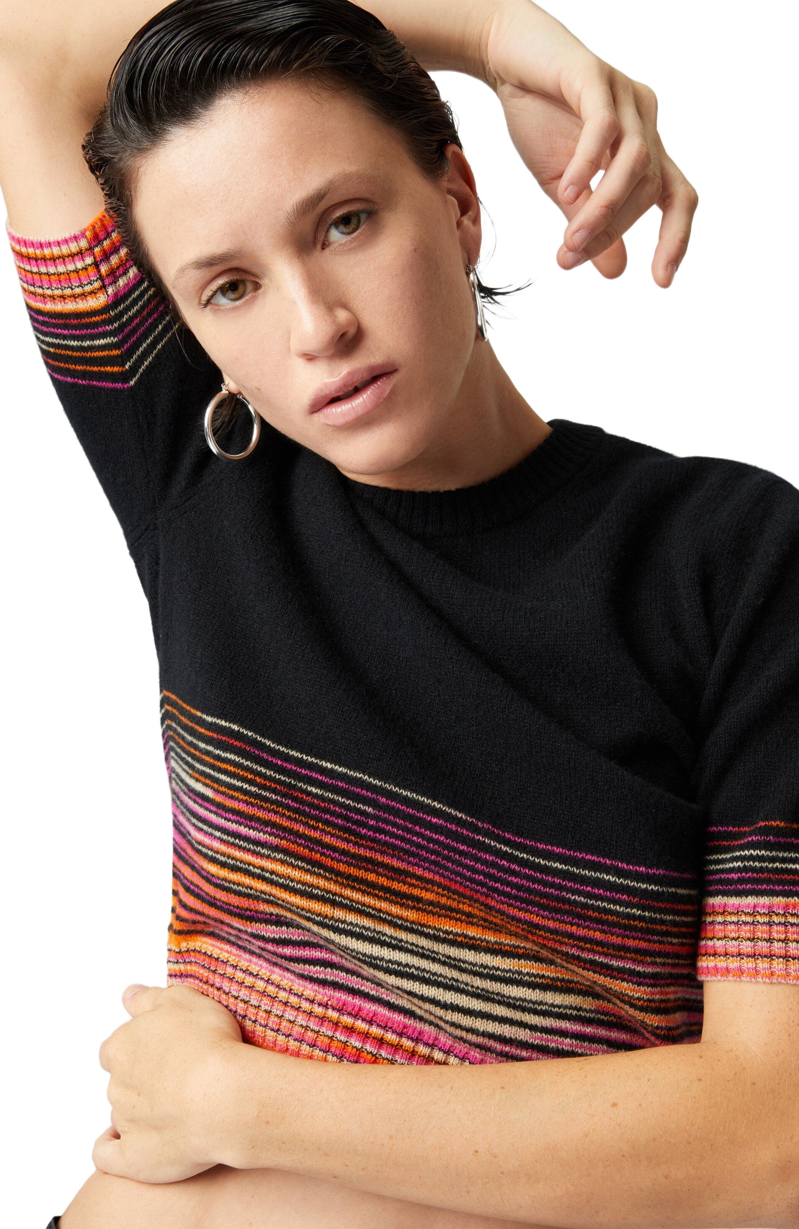 Missoni Short-sleeved Flared Cashmere Crewneck Crop Top in Multicoloured at Nordstrom - 4